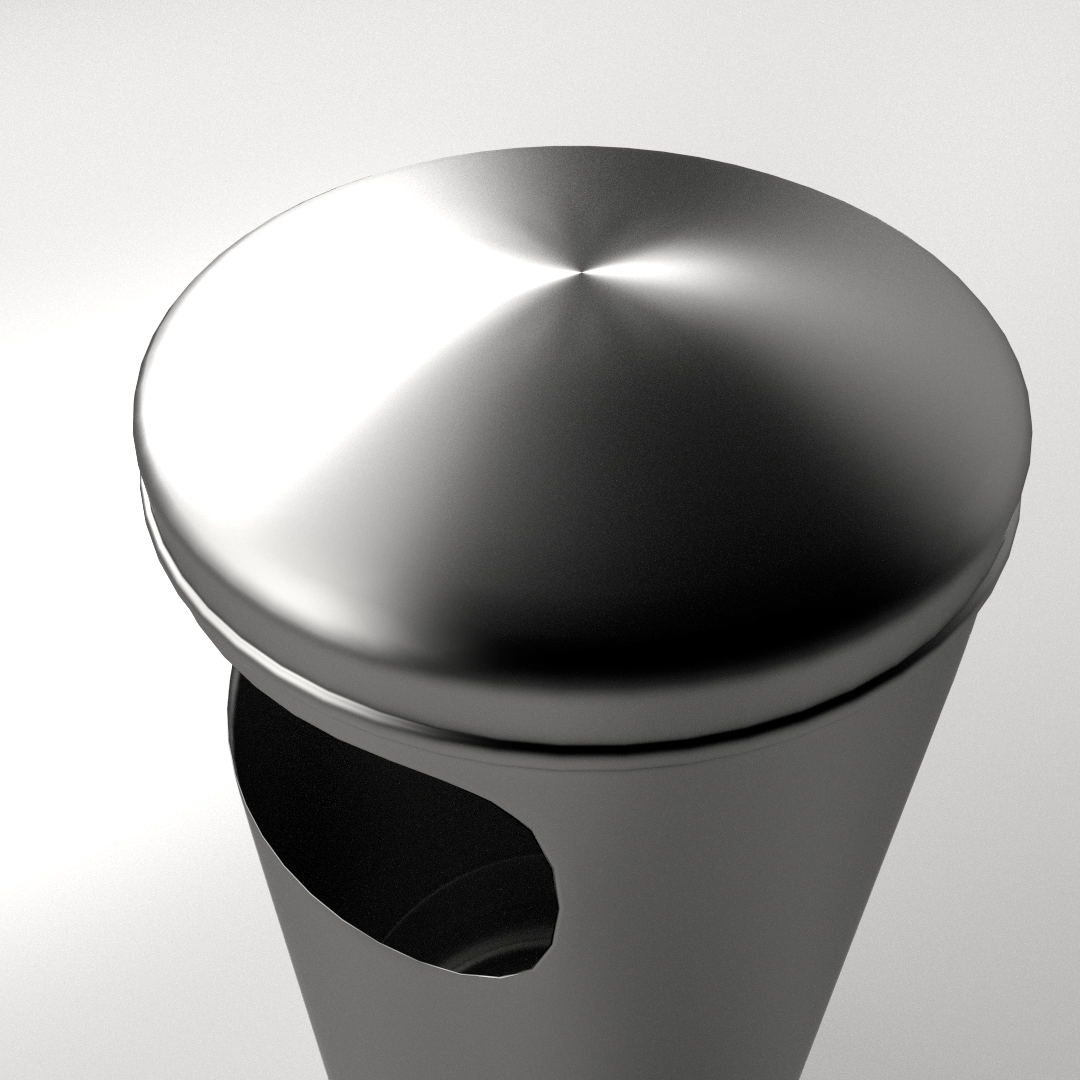 Trashcan metal trash can 3D model_2