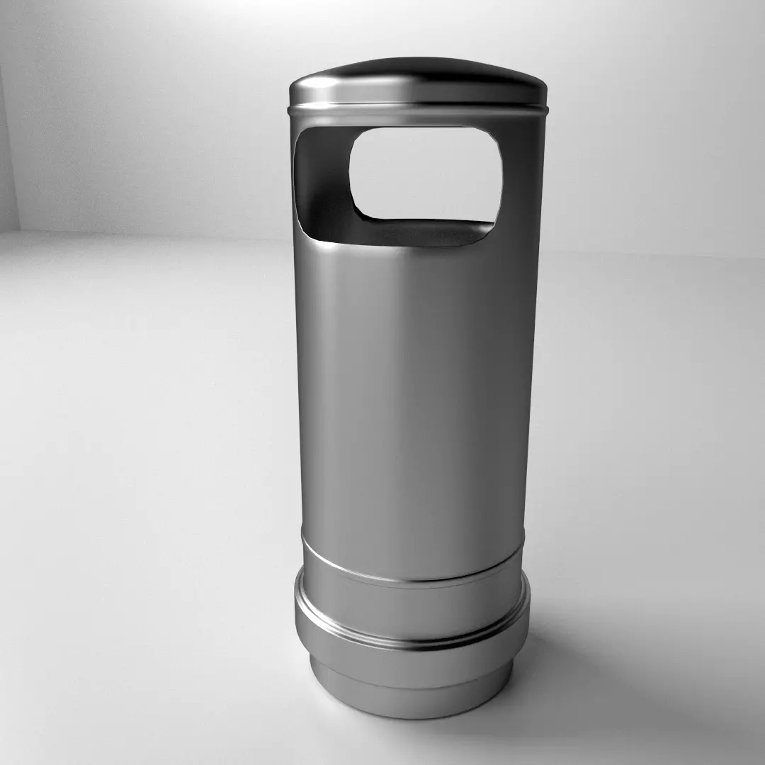 Trashcan metal trash can 3D model_0