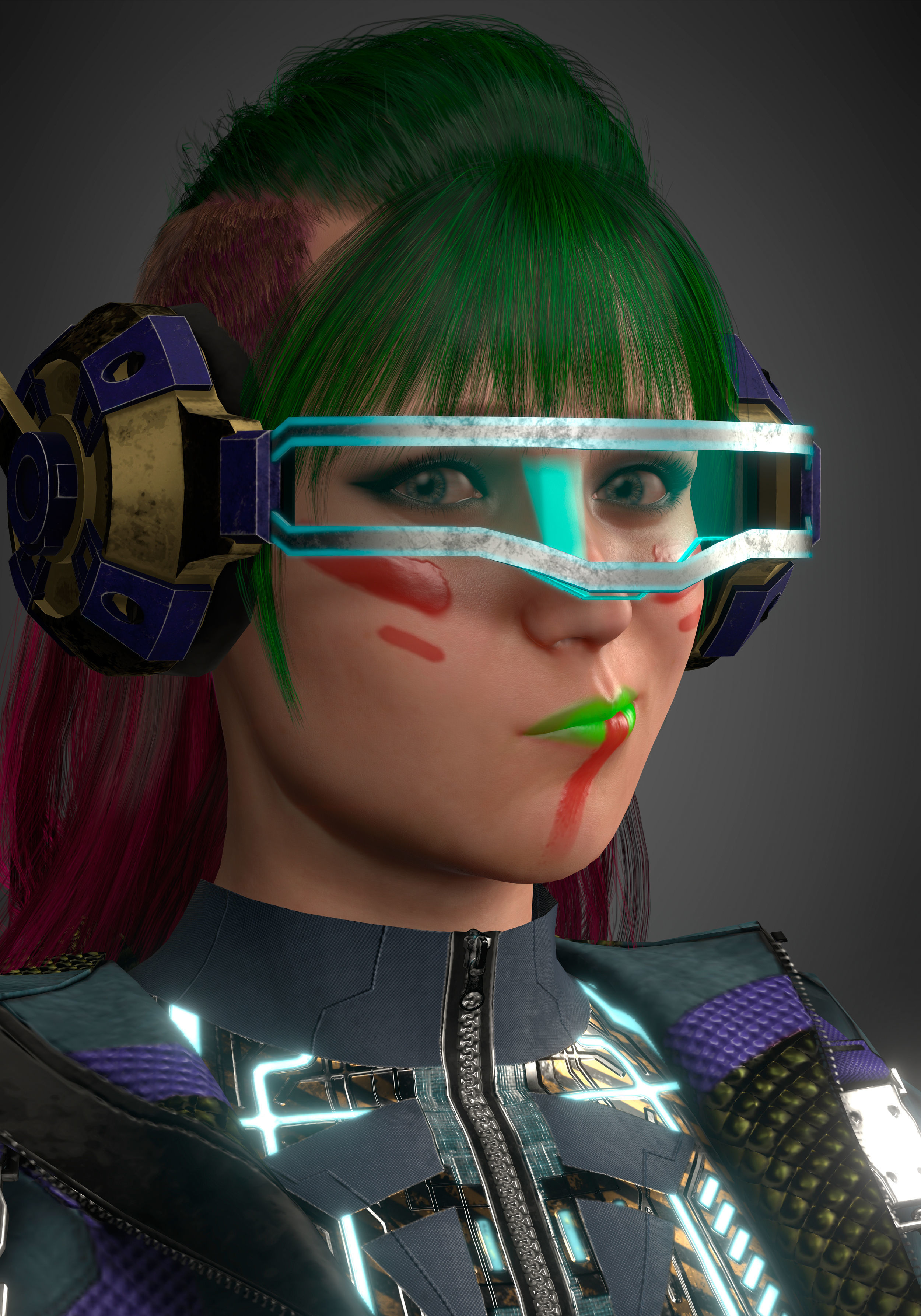 CyberPunk Girl Low-poly 3D model_2