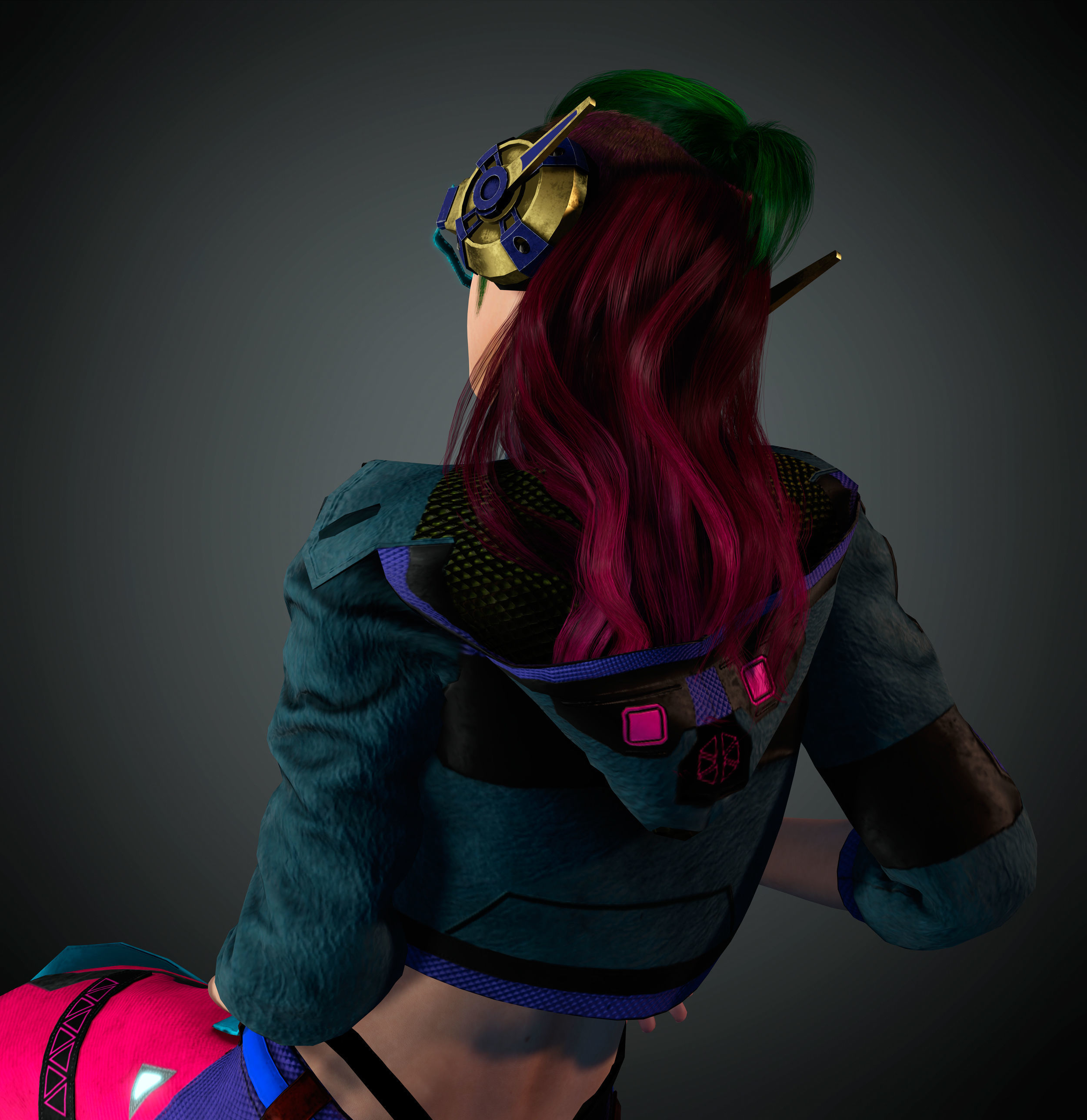 CyberPunk Girl Low-poly 3D model_11