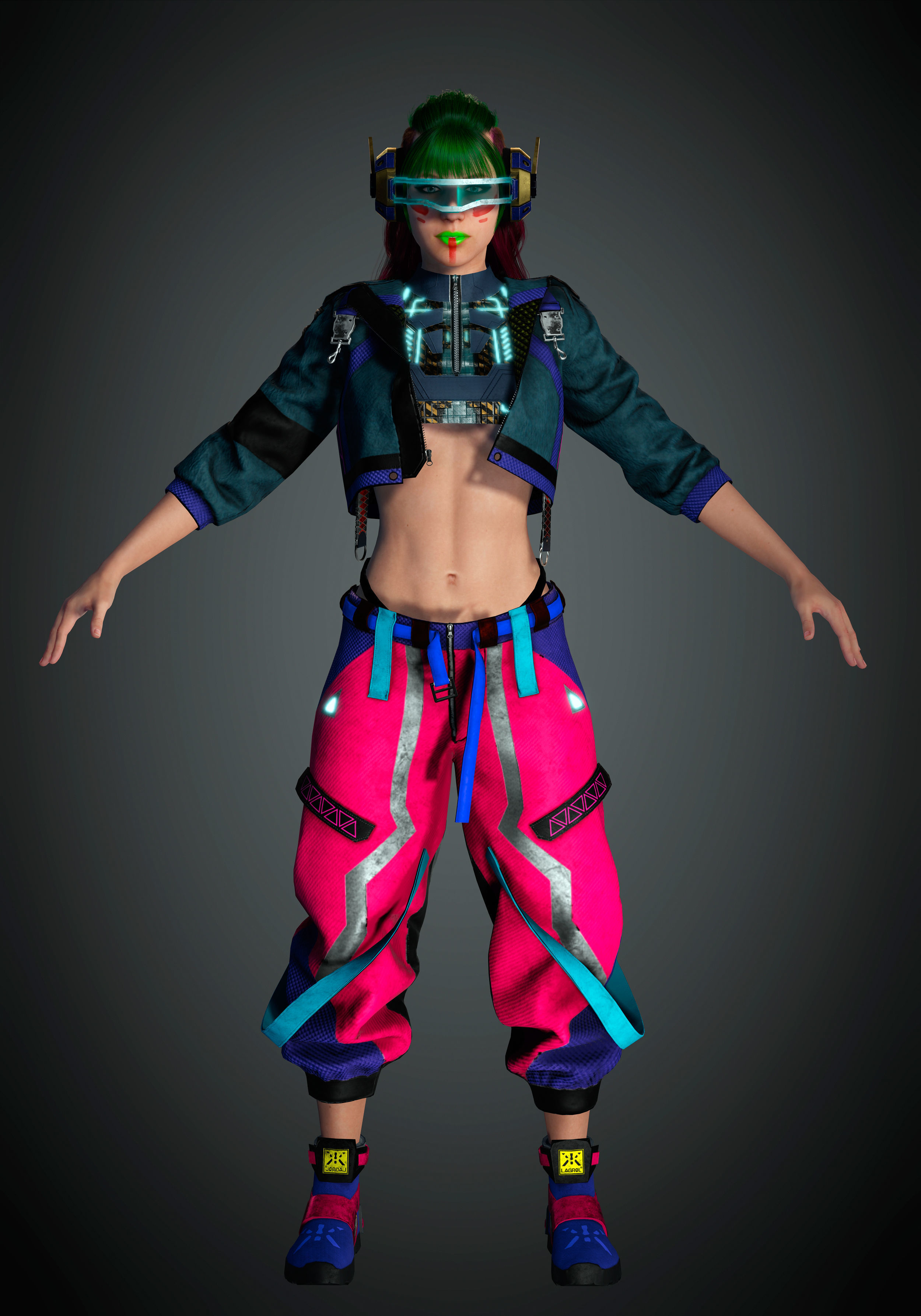 CyberPunk Girl Low-poly 3D model_6