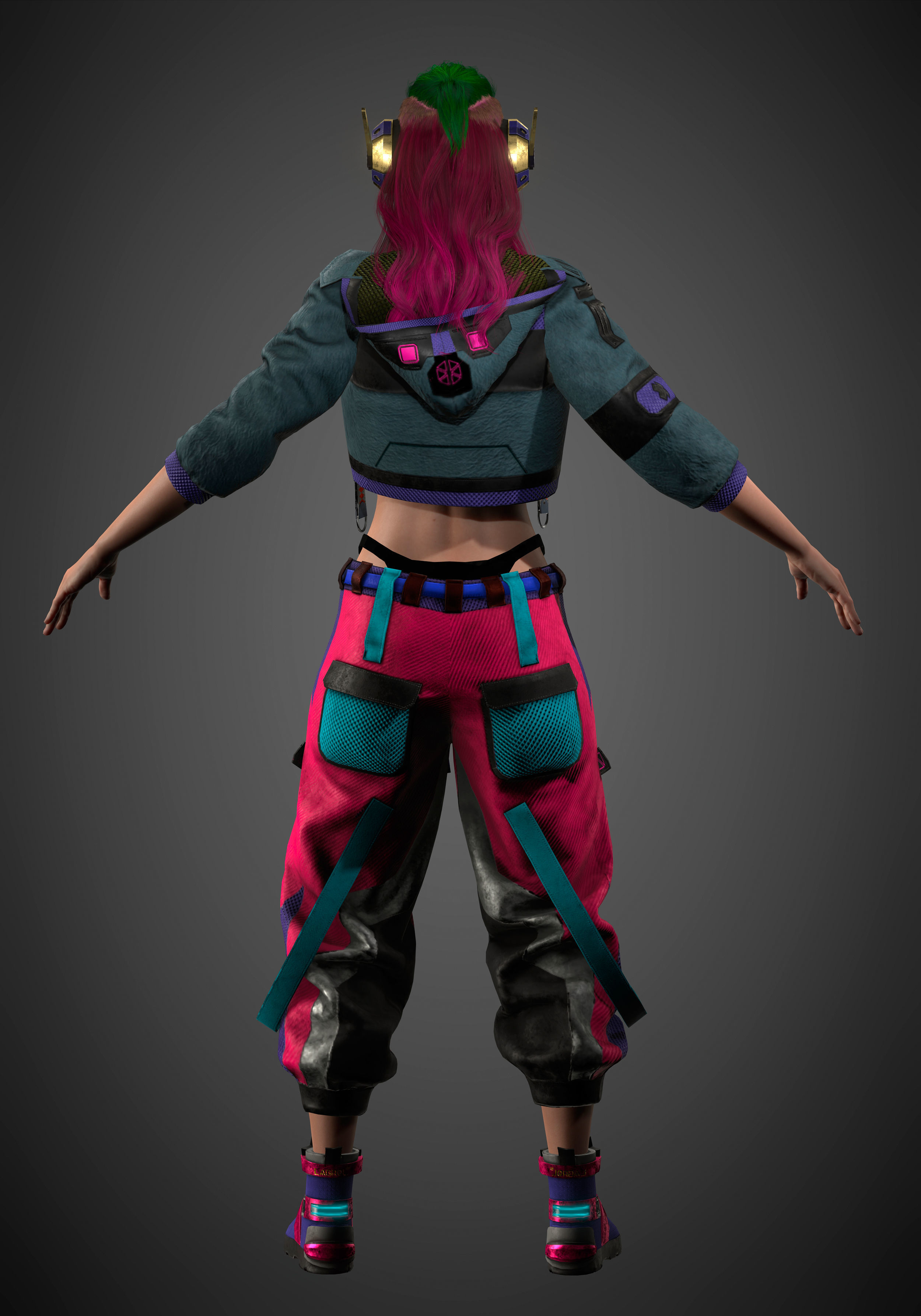 CyberPunk Girl Low-poly 3D model_5
