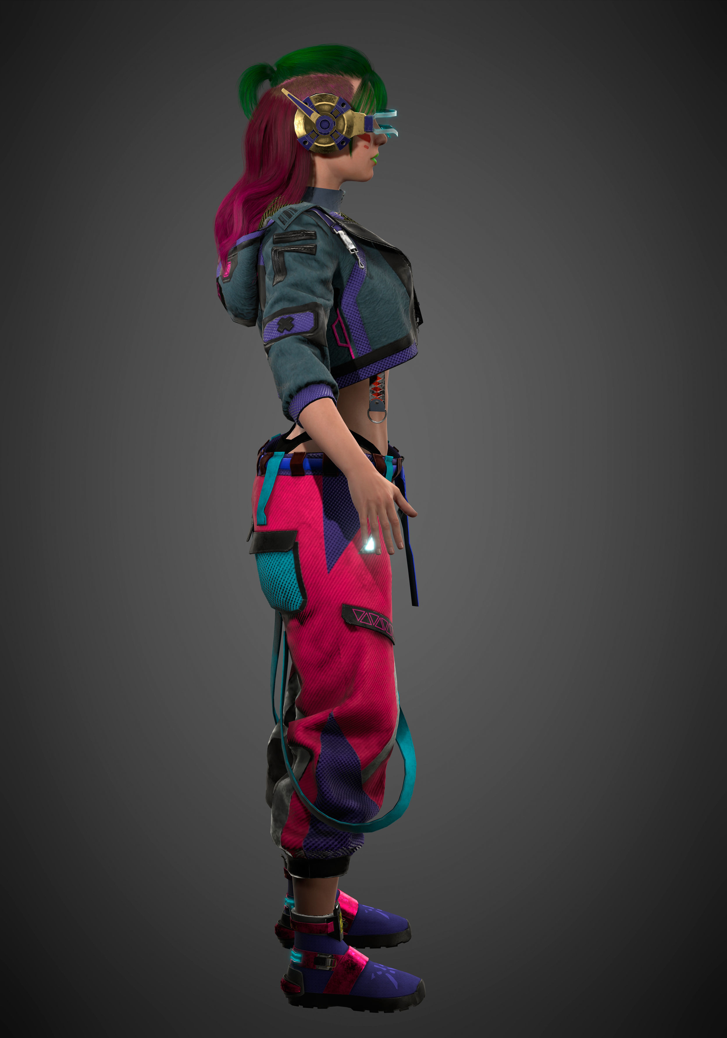 CyberPunk Girl Low-poly 3D model_7