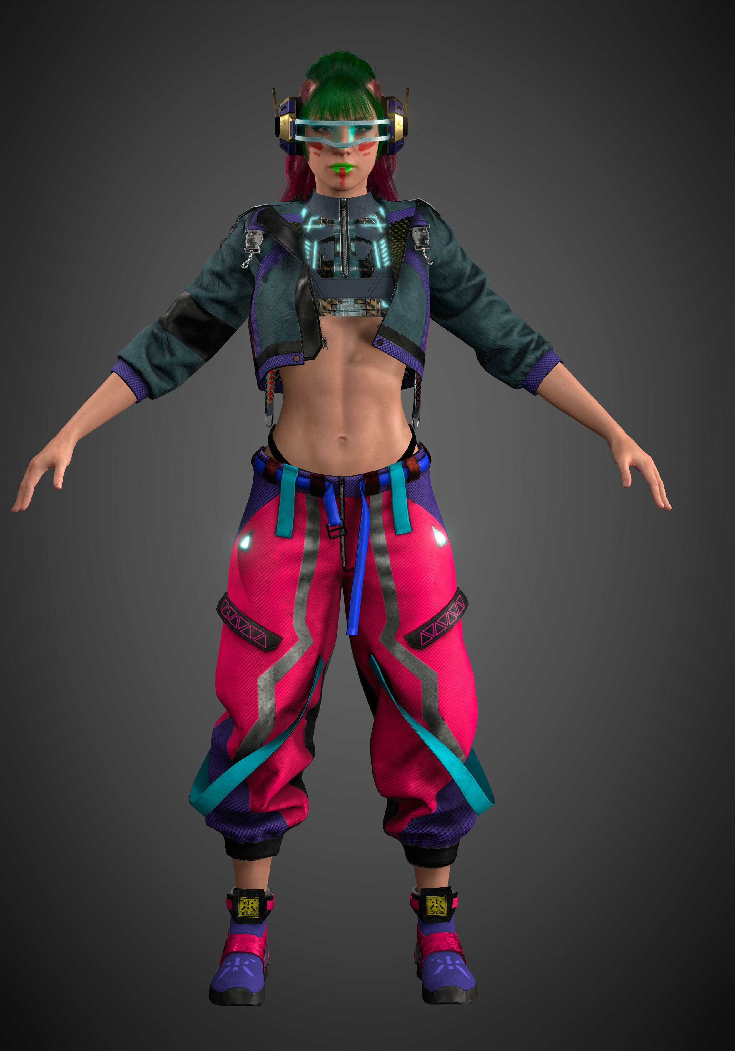 CyberPunk Girl Low-poly 3D model_4