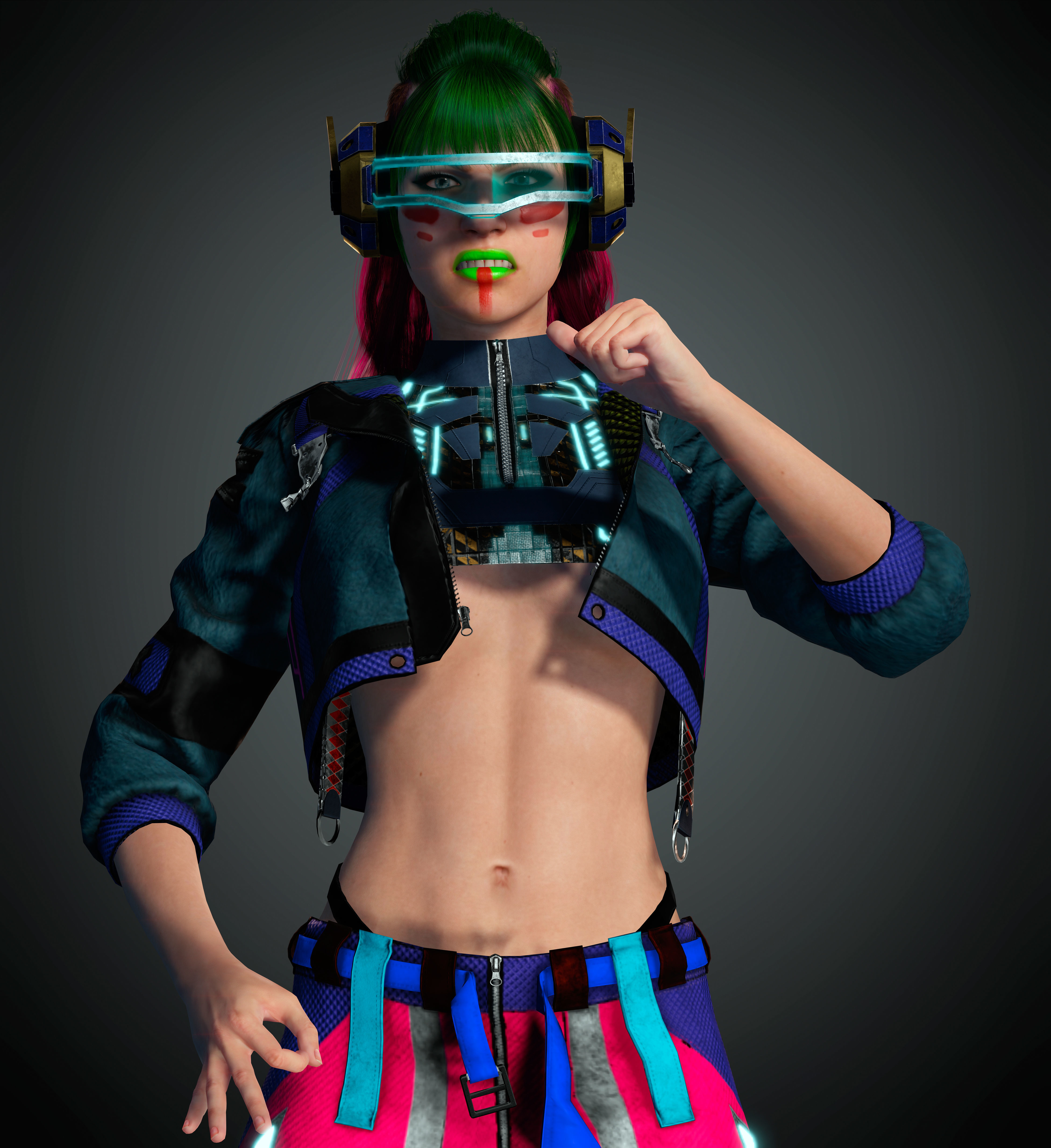CyberPunk Girl Low-poly 3D model_3