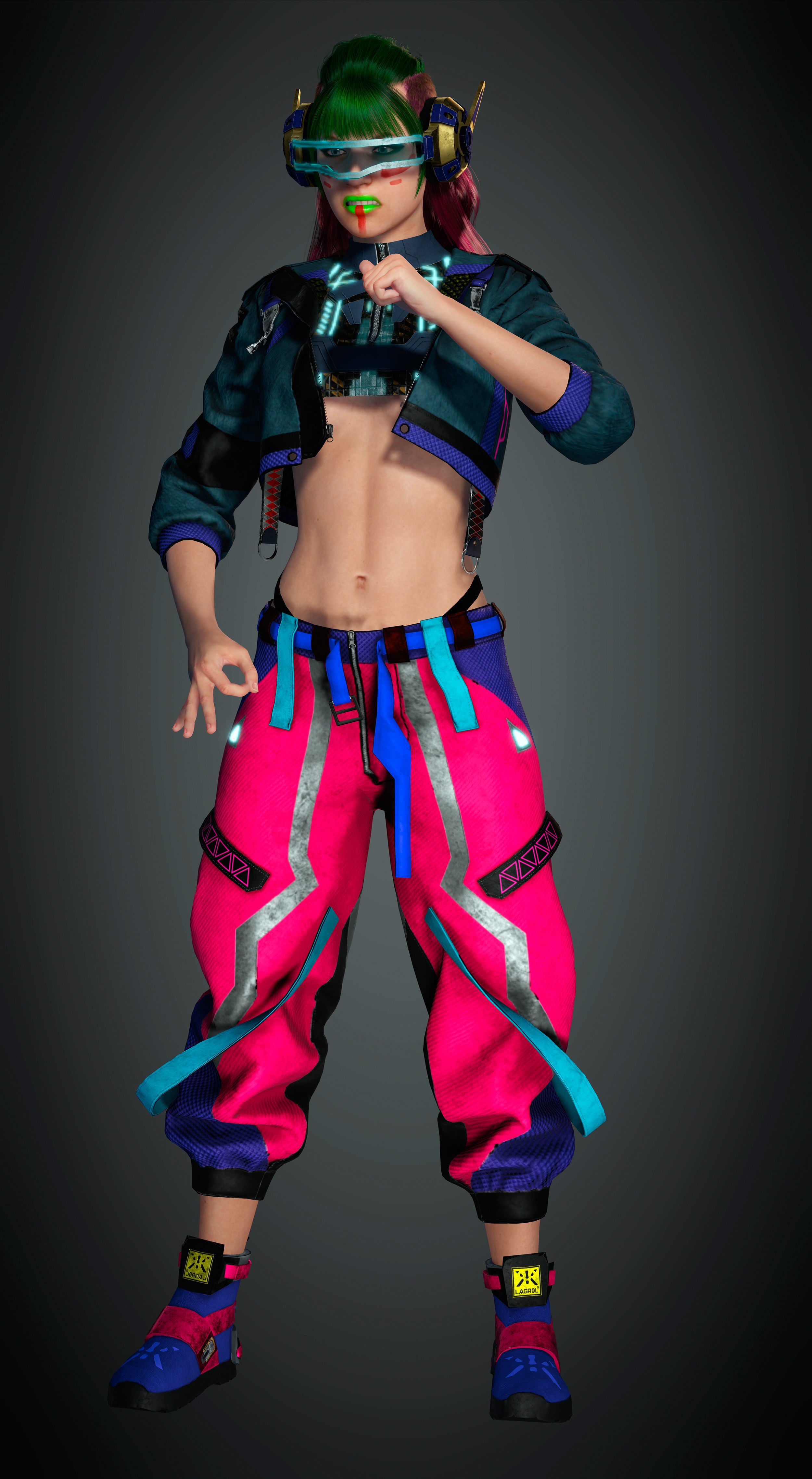 CyberPunk Girl Low-poly 3D model_9