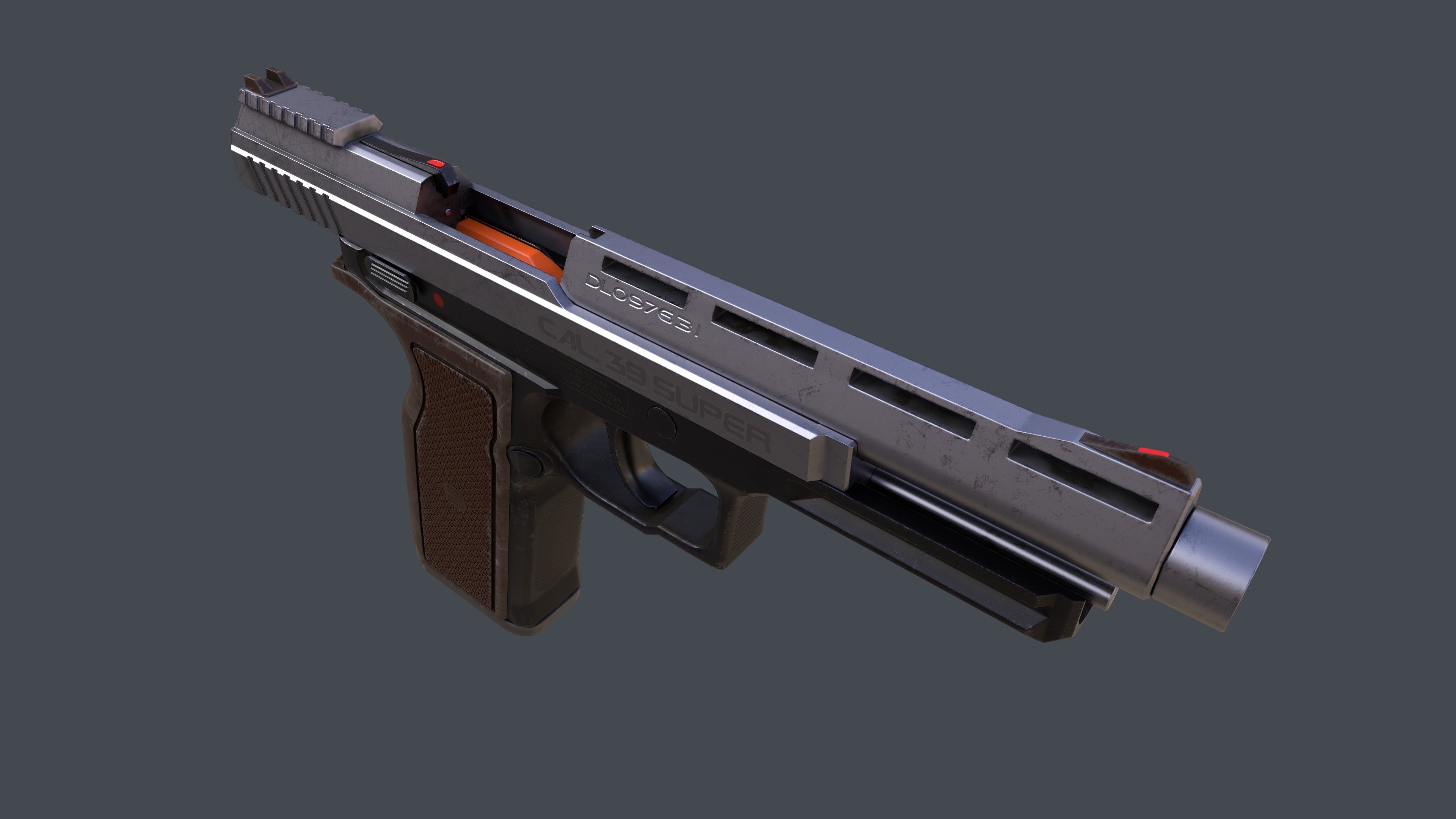 Pistol LR2 with Silencer and Holster Low-poly 3D model_18