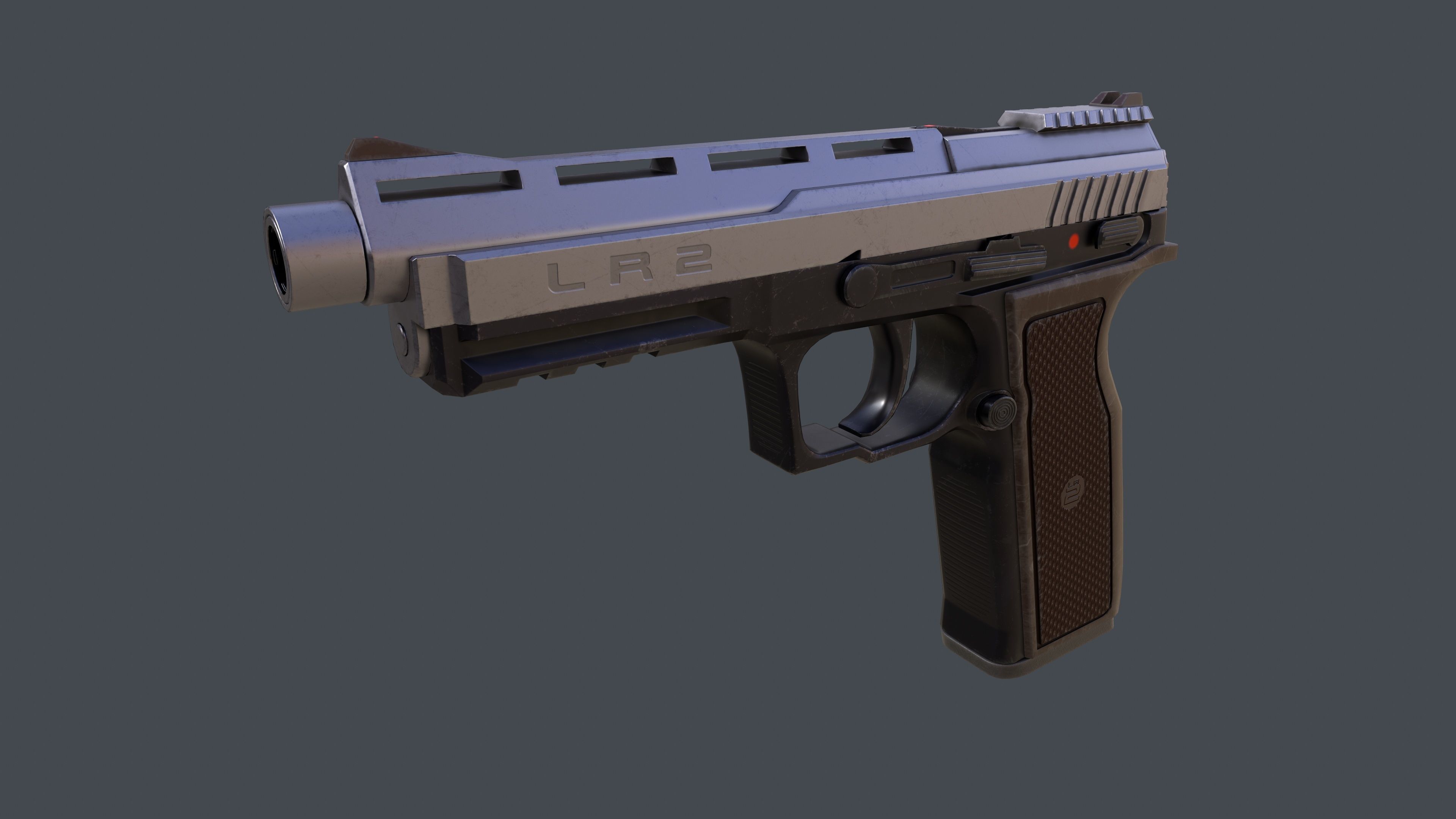 Pistol LR2 with Silencer and Holster Low-poly 3D model_12