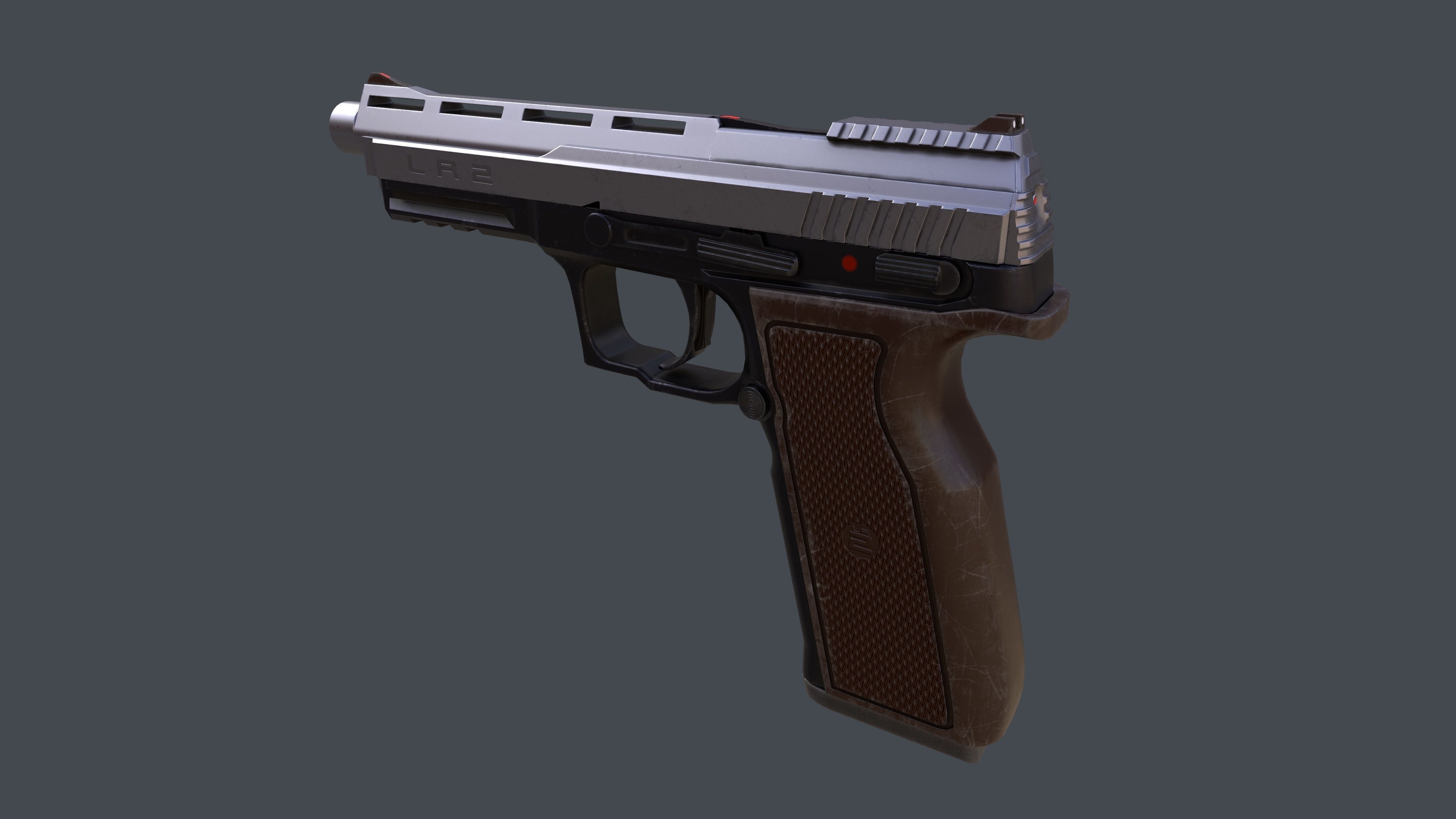 Pistol LR2 with Silencer and Holster Low-poly 3D model_11