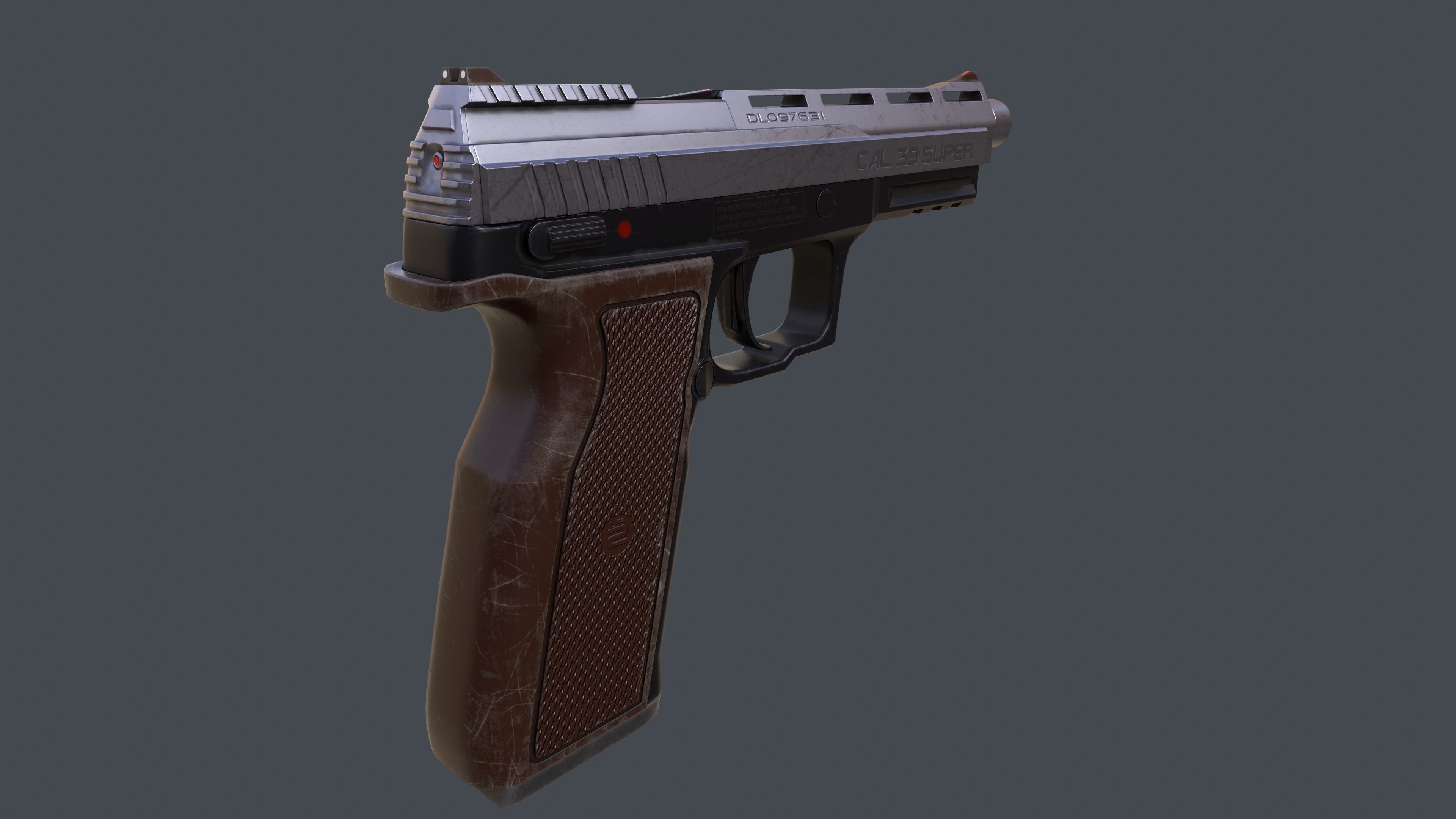 Pistol LR2 with Silencer and Holster Low-poly 3D model_10
