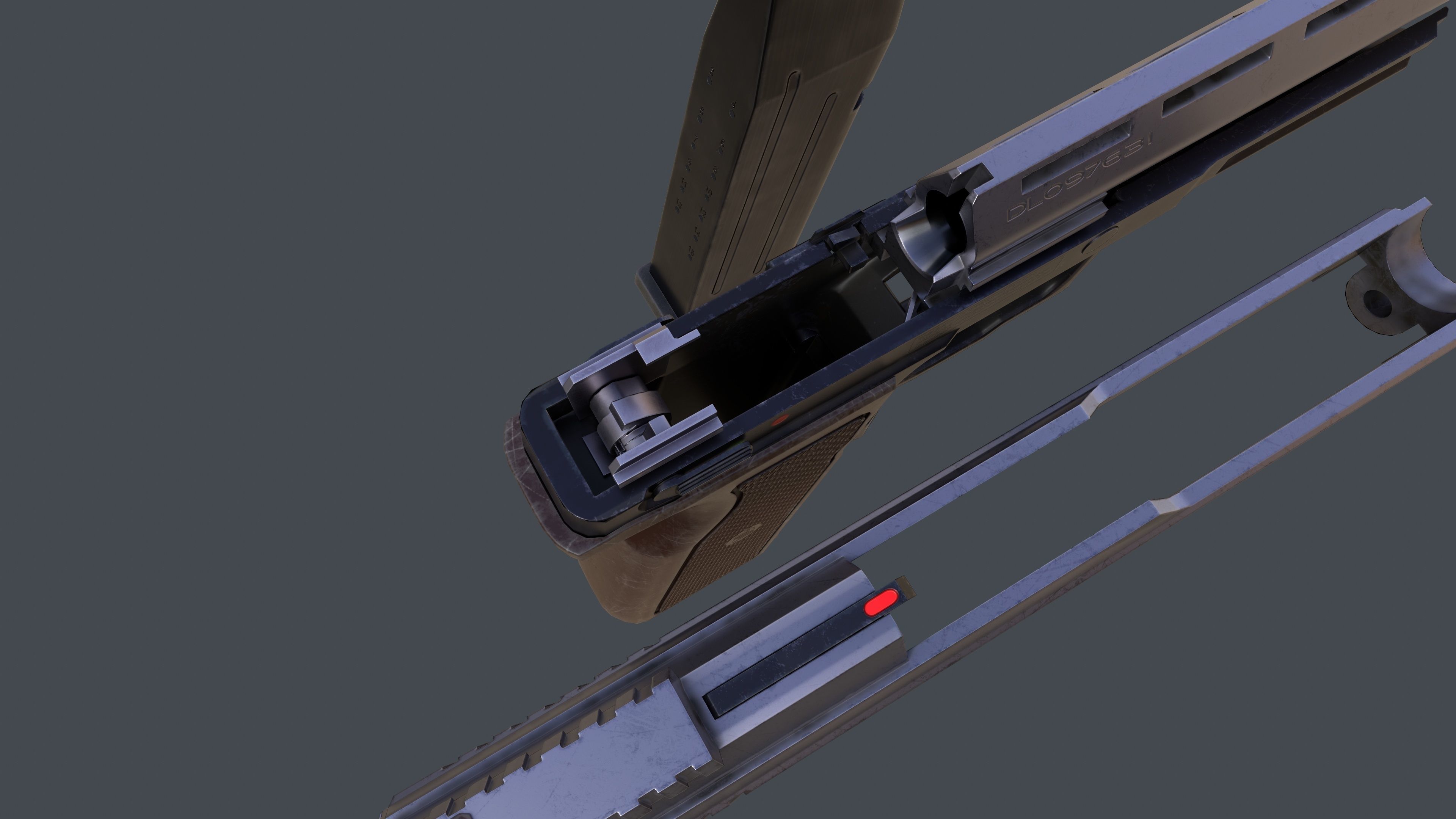 Pistol LR2 with Silencer and Holster Low-poly 3D model_23