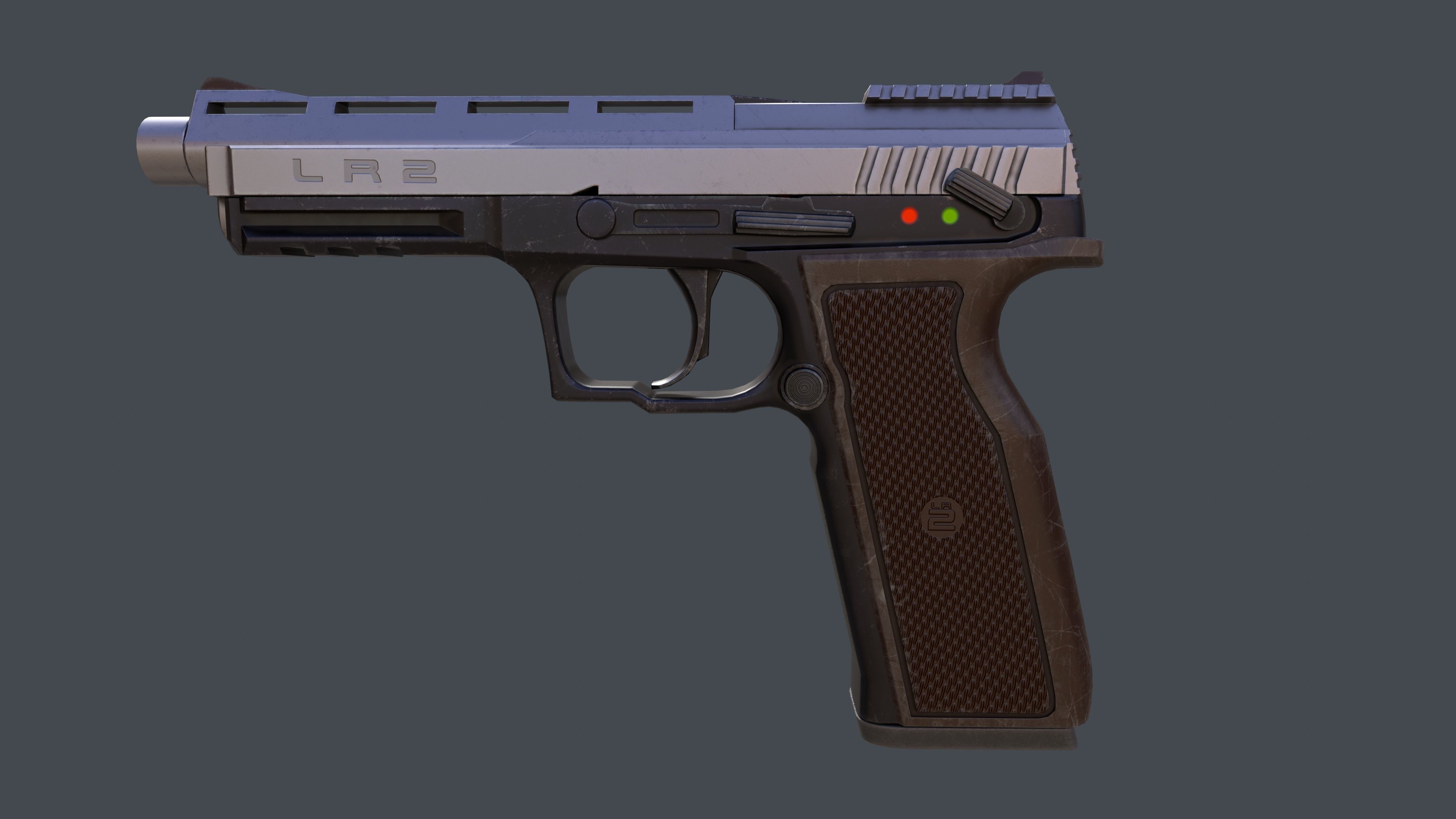 Pistol LR2 with Silencer and Holster Low-poly 3D model_14