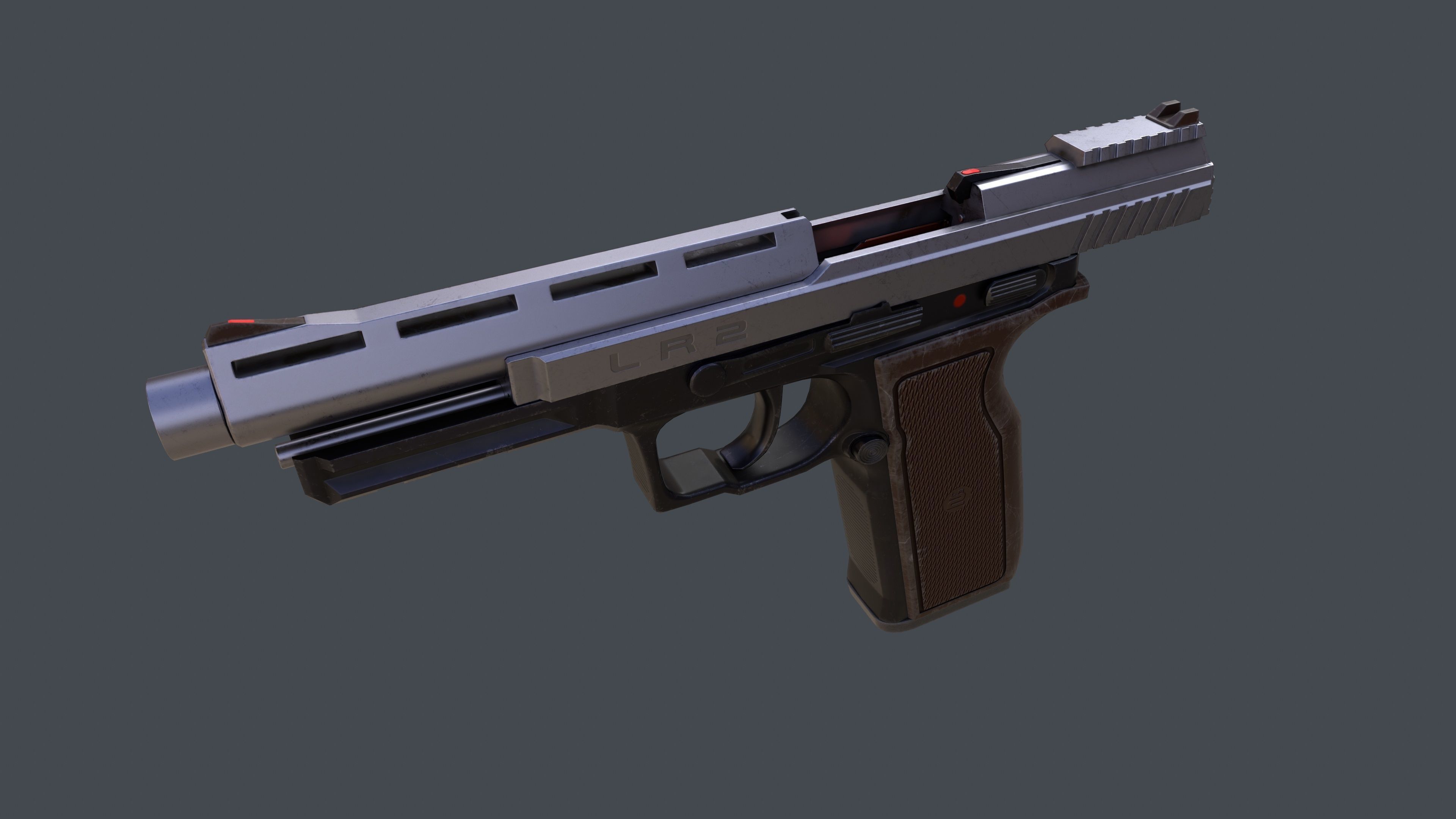 Pistol LR2 with Silencer and Holster Low-poly 3D model_17