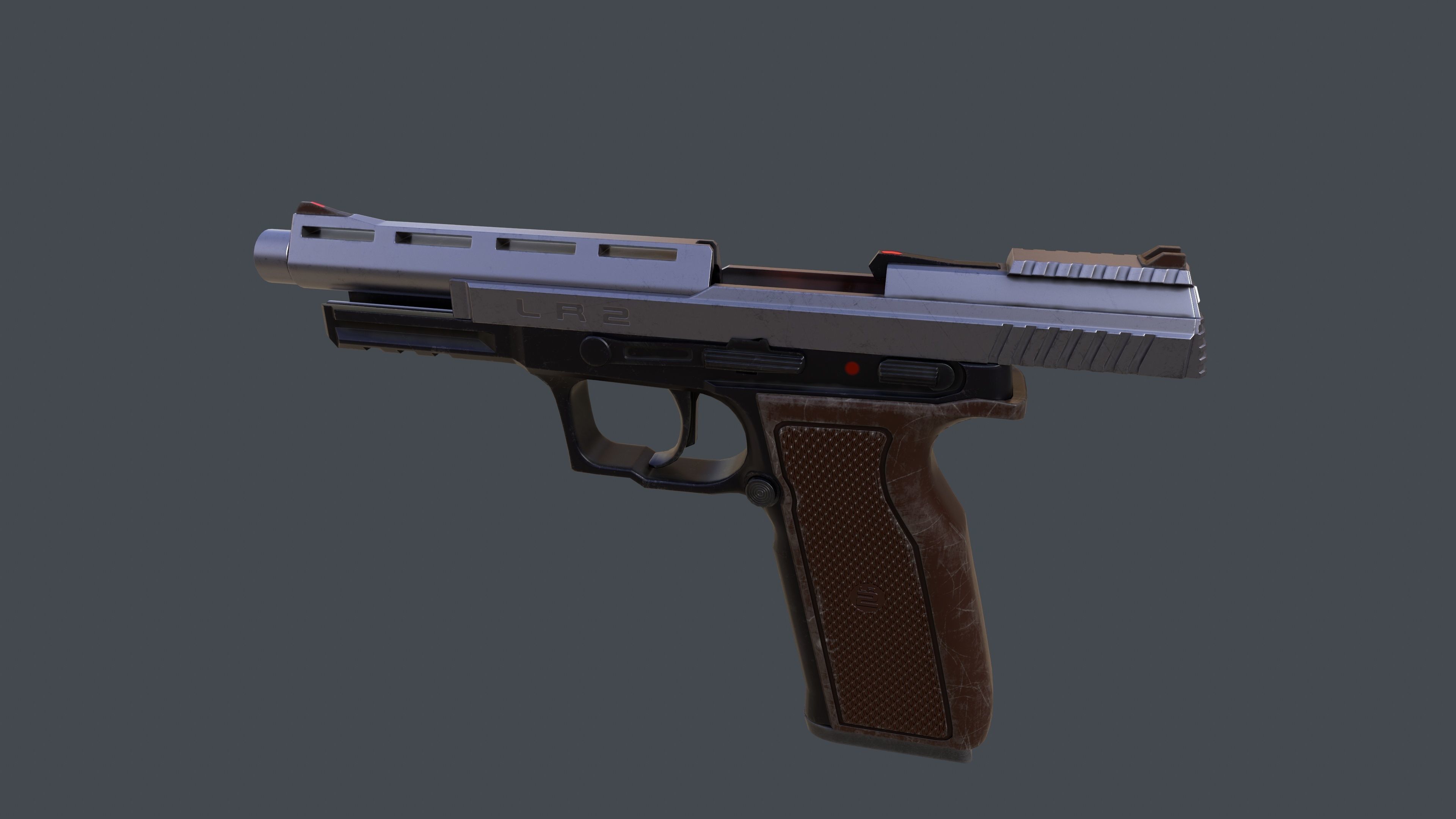 Pistol LR2 with Silencer and Holster Low-poly 3D model_15