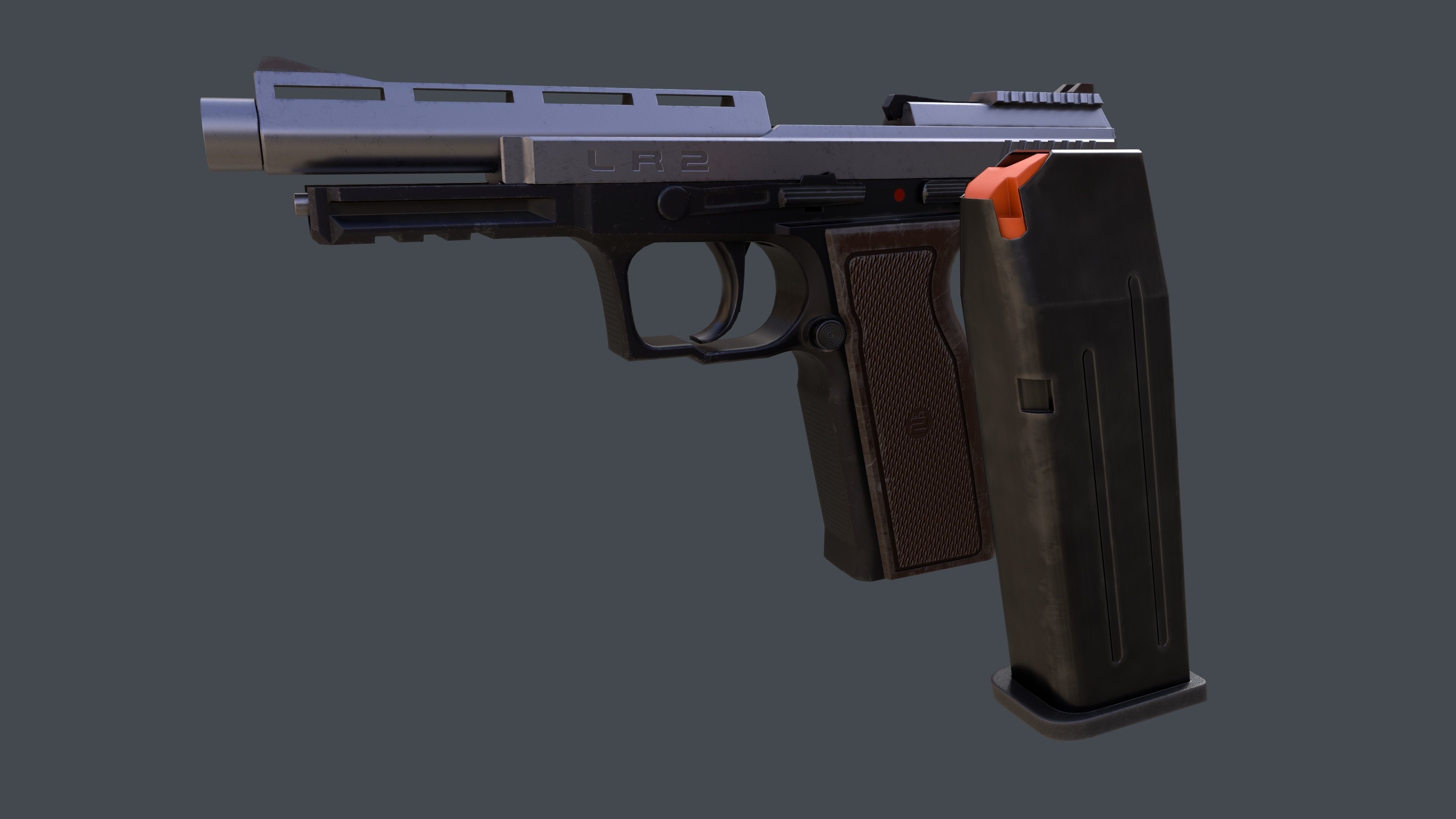 Pistol LR2 with Silencer and Holster Low-poly 3D model_21