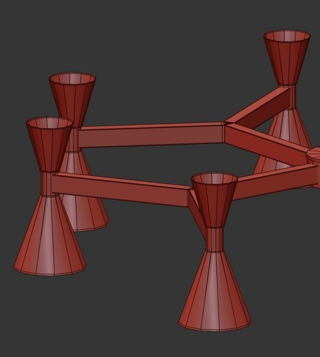 POULINA modern chandelier with brass and shades 3D model_3