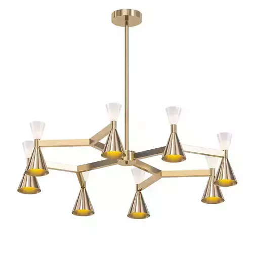 POULINA modern chandelier with brass and shades