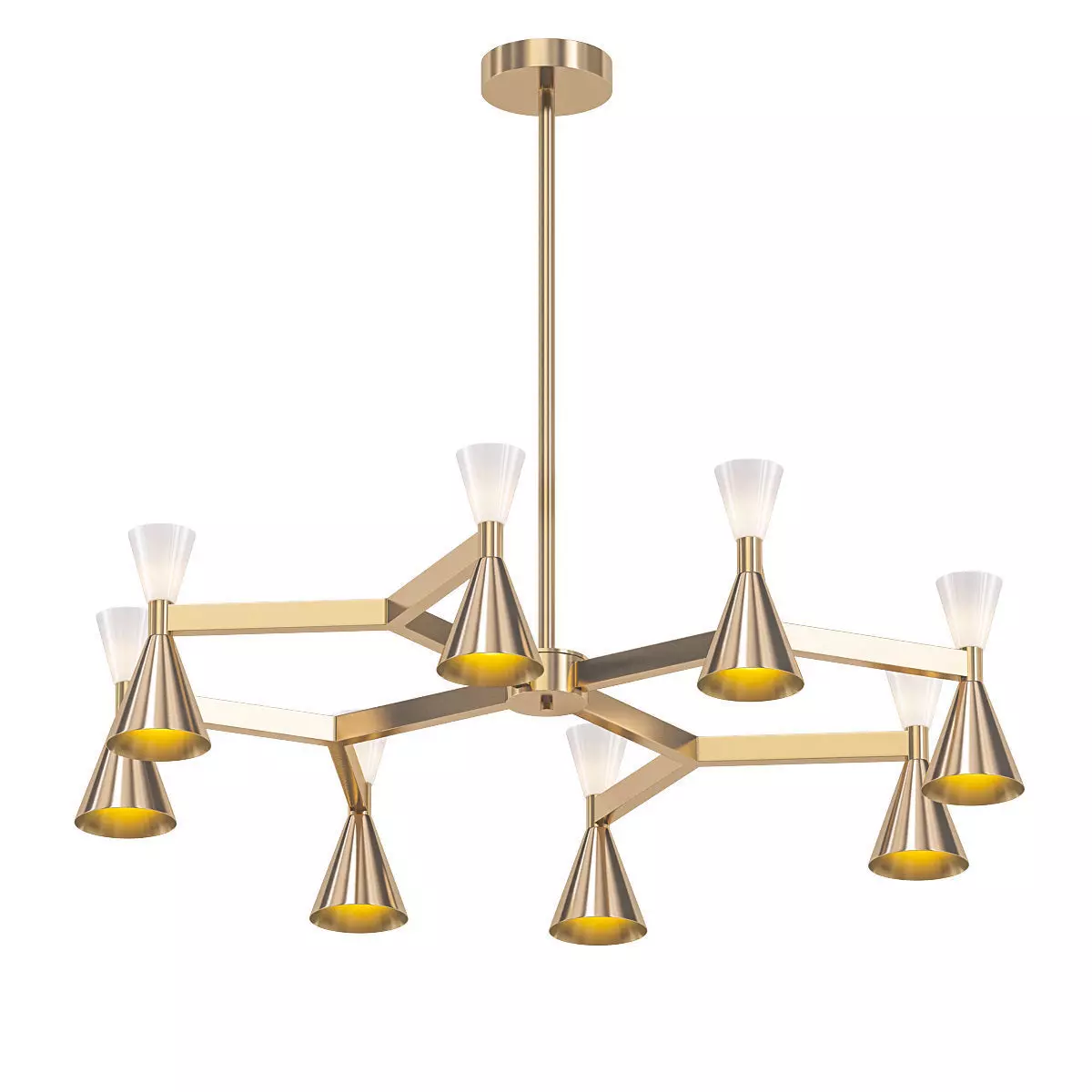 POULINA modern chandelier with brass and shades 3D model_0