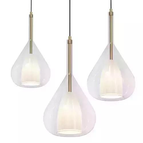 ELLIS three glass pendant lights with gold finish