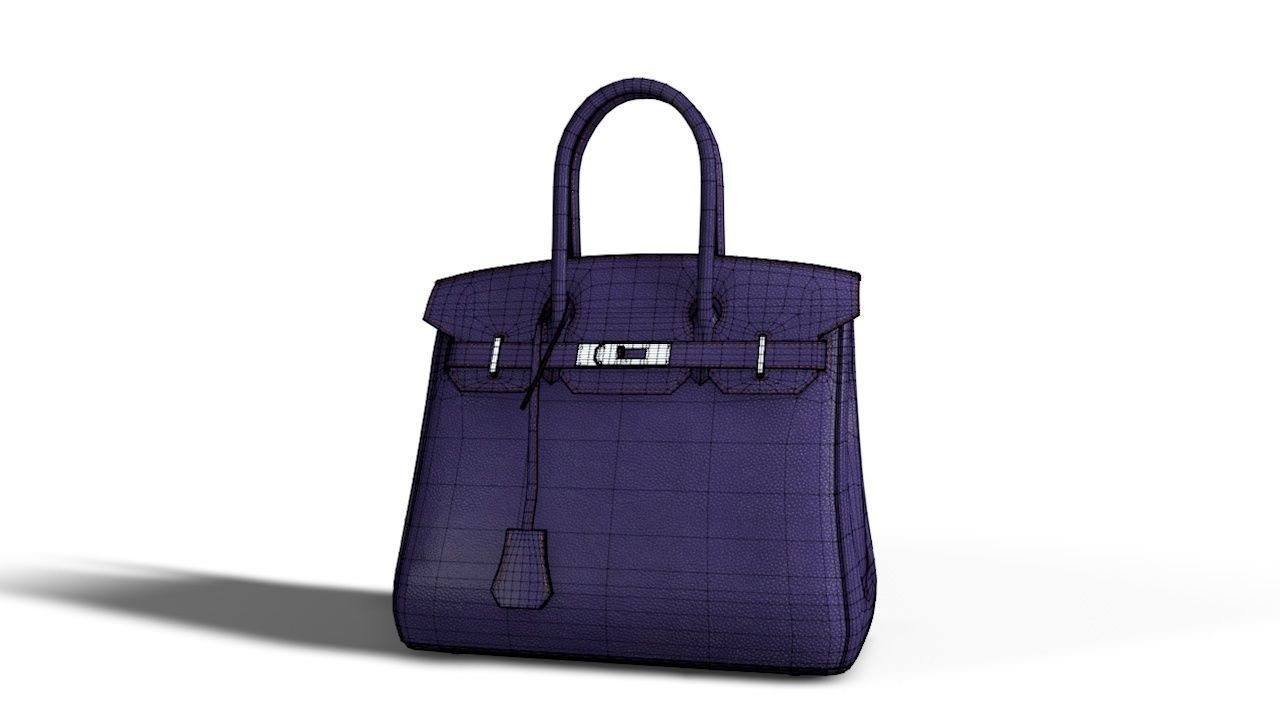 Birkin hermes bag Low-poly 3D model_14