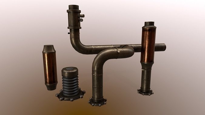 Steampunk Pipes Low-poly 3D model