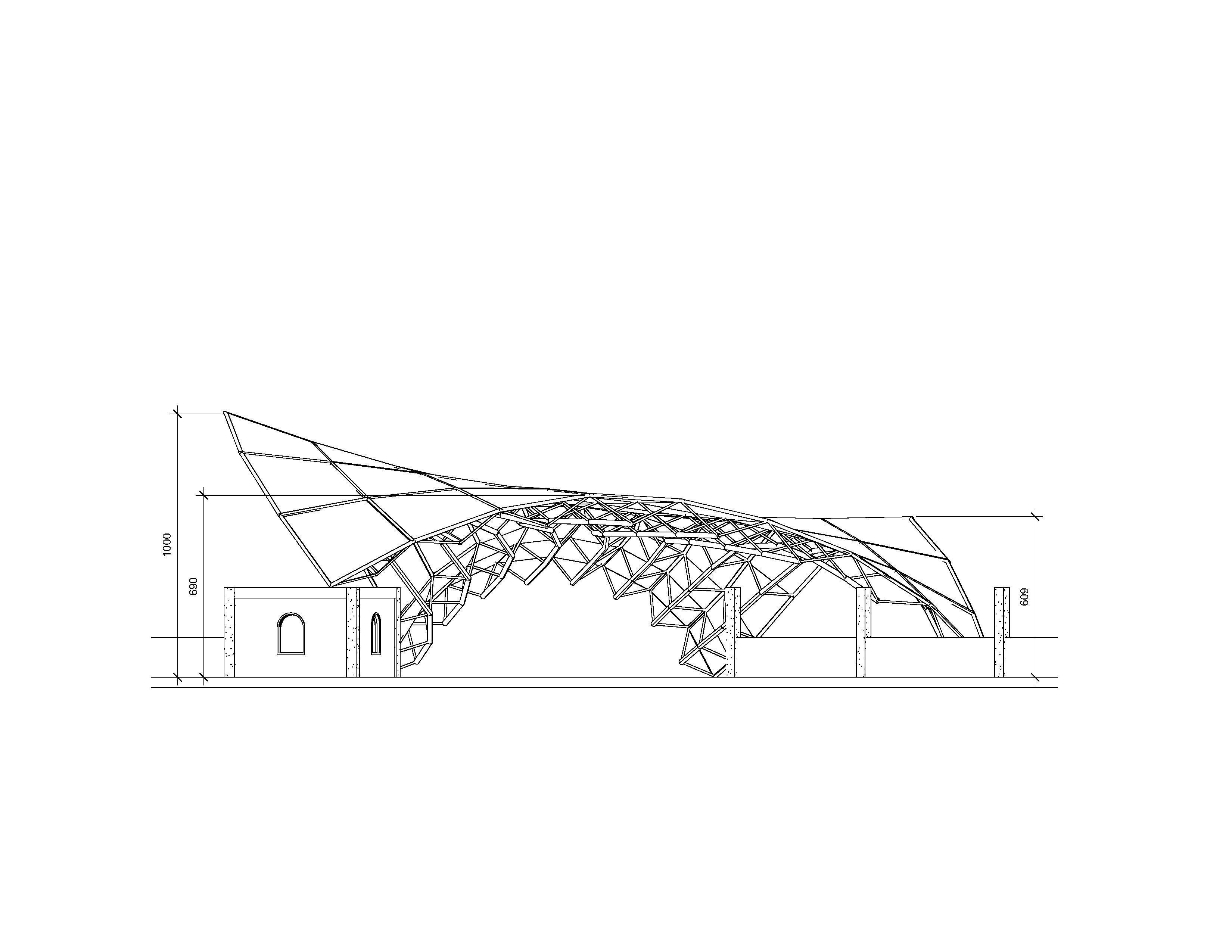 Space Frame Structure Top Cover Revit 3D model_2
