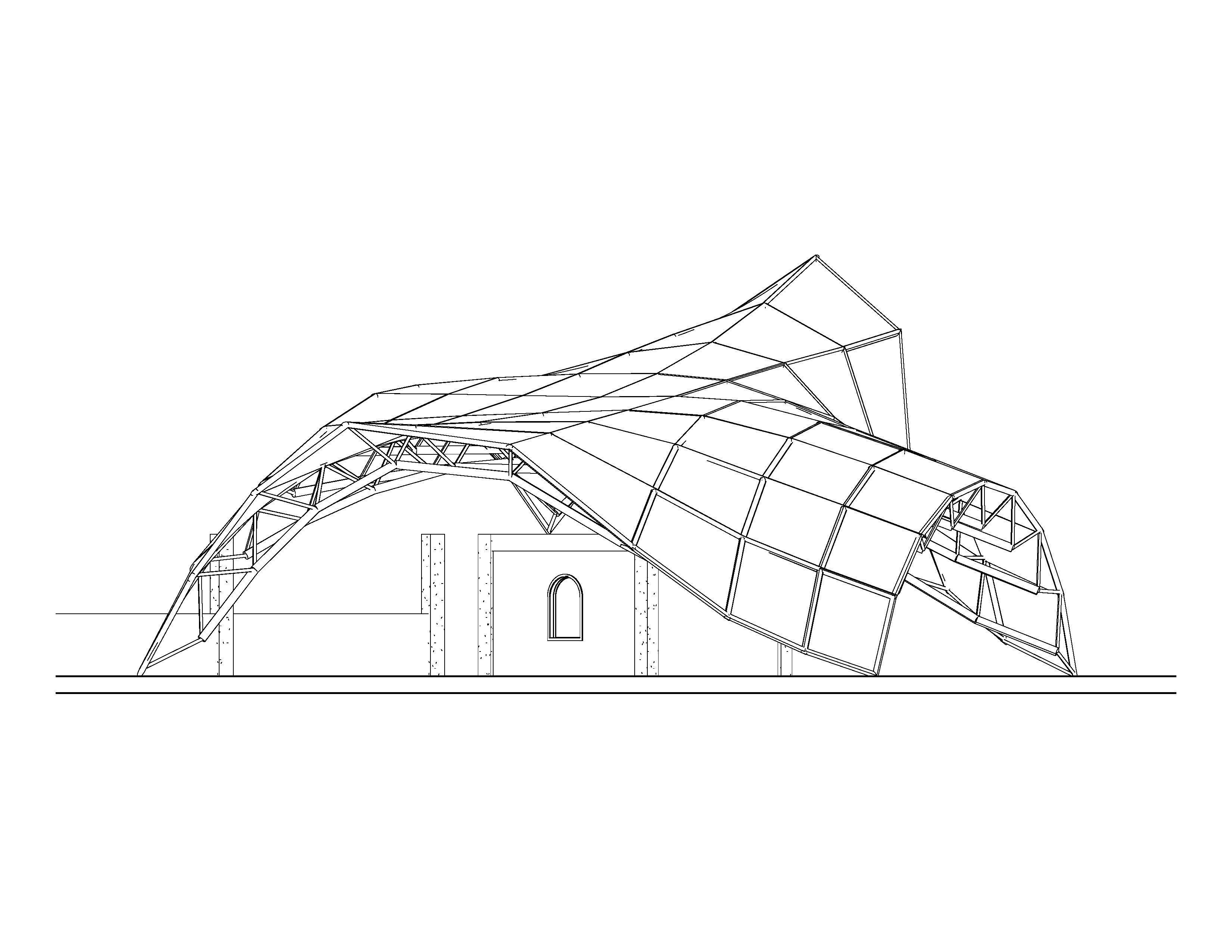 Space Frame Structure Top Cover Revit 3D model_4