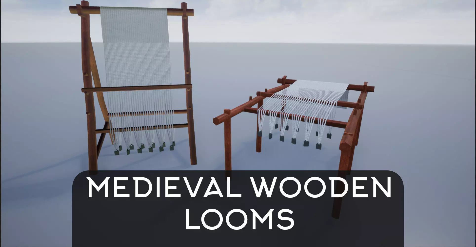 Medieval Wooden Looms Low-poly 3D model_0