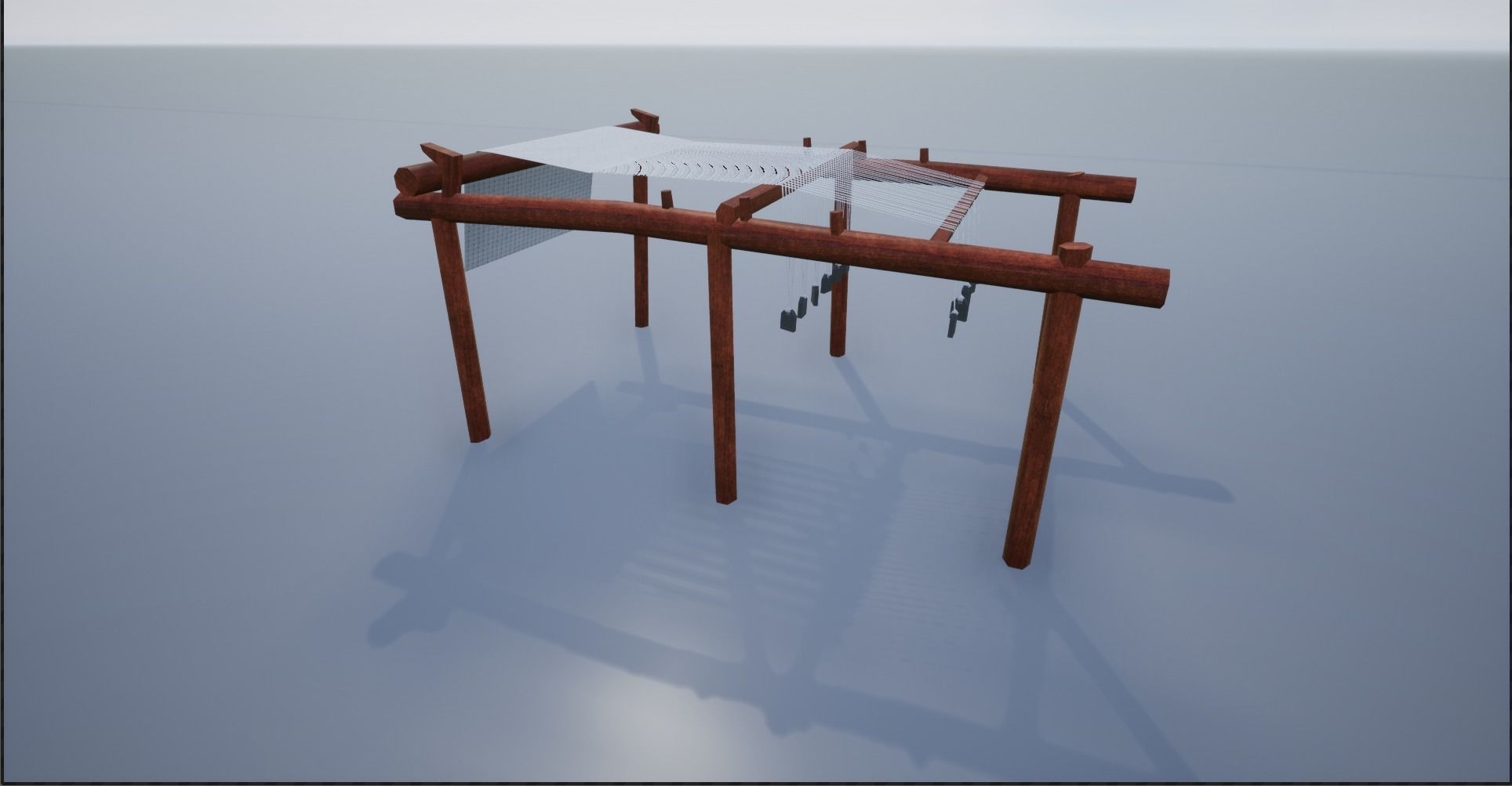 Medieval Wooden Looms Low-poly 3D model_8