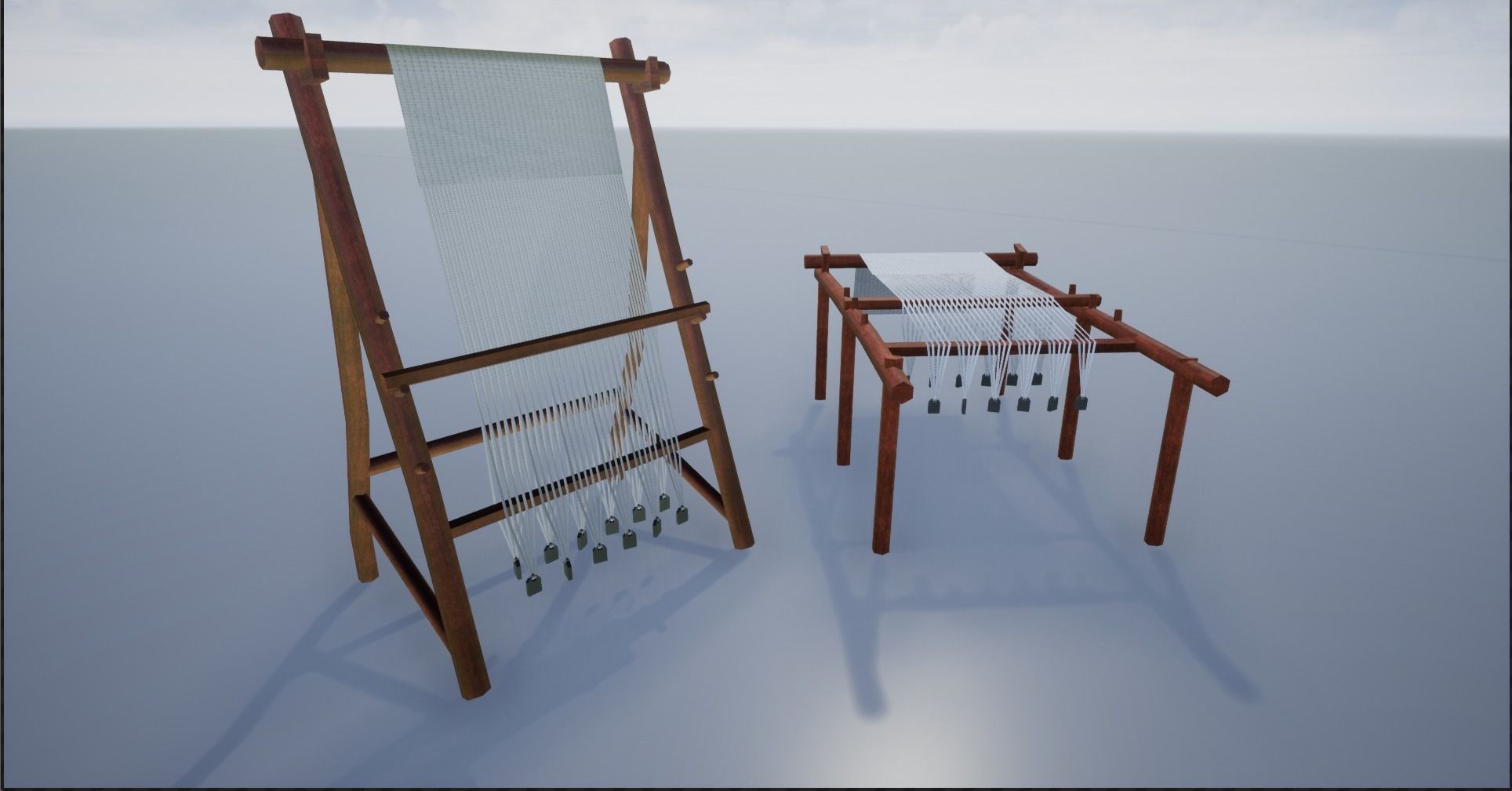 Medieval Wooden Looms Low-poly 3D model_5