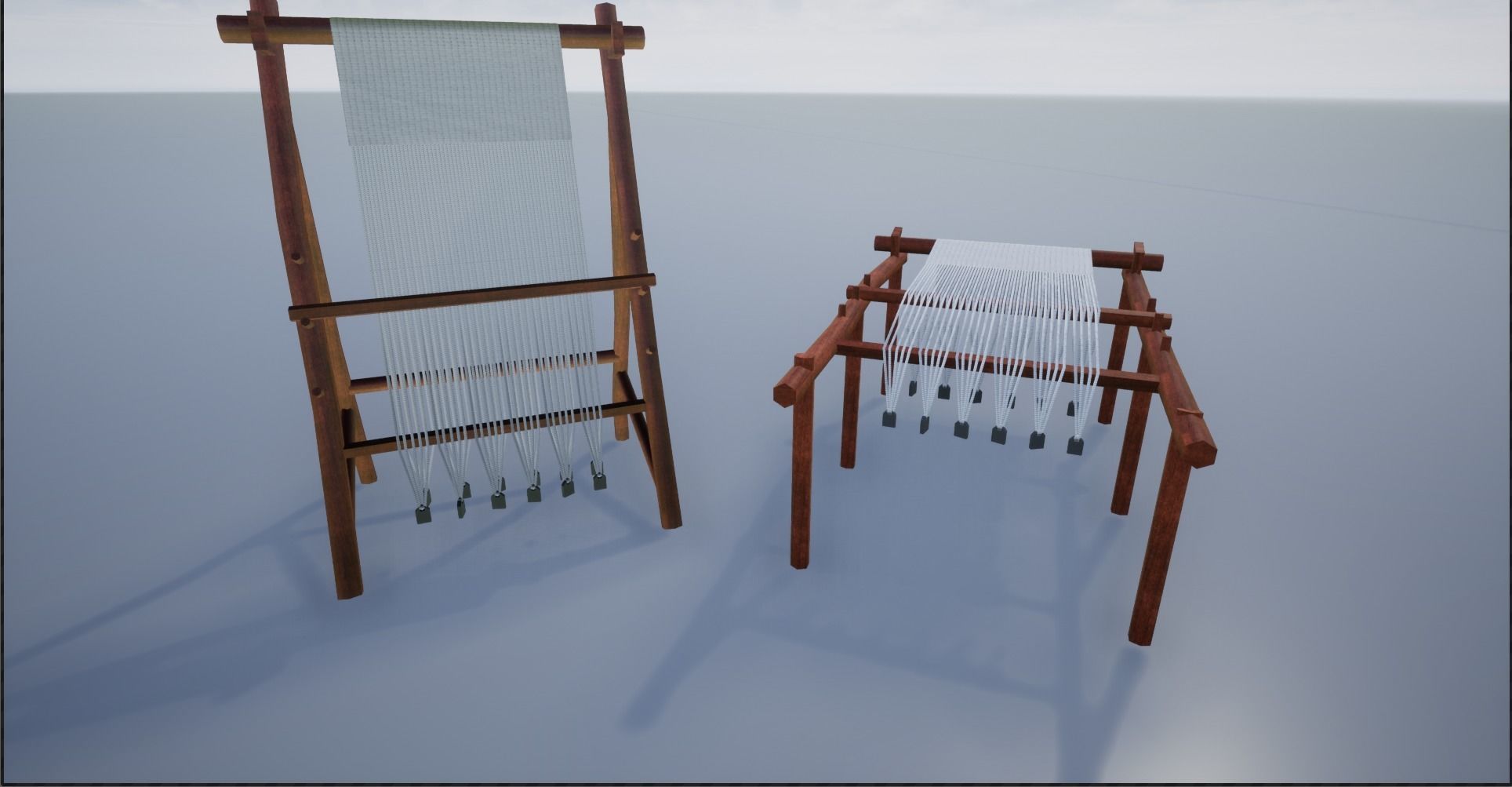 Medieval Wooden Looms Low-poly 3D model_4