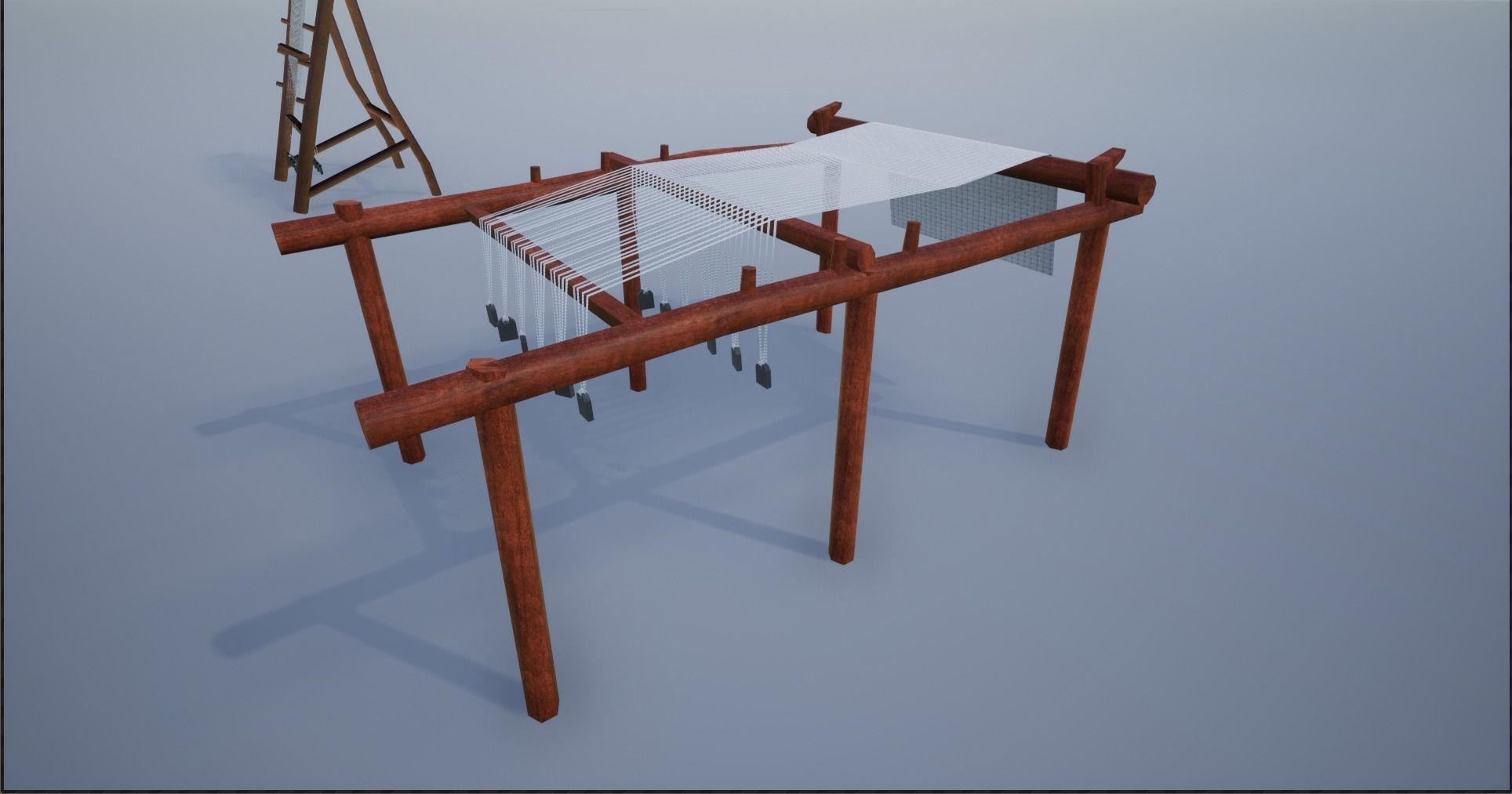 Medieval Wooden Looms Low-poly 3D model_6