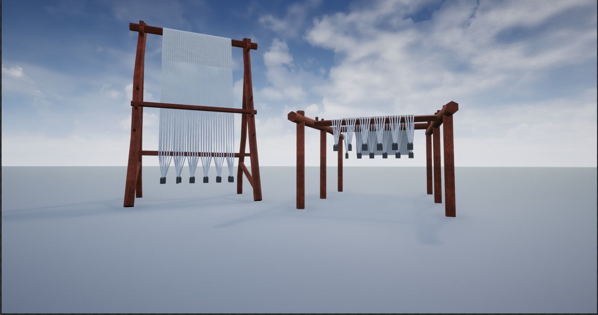 Medieval Wooden Looms Low-poly 3D model_2