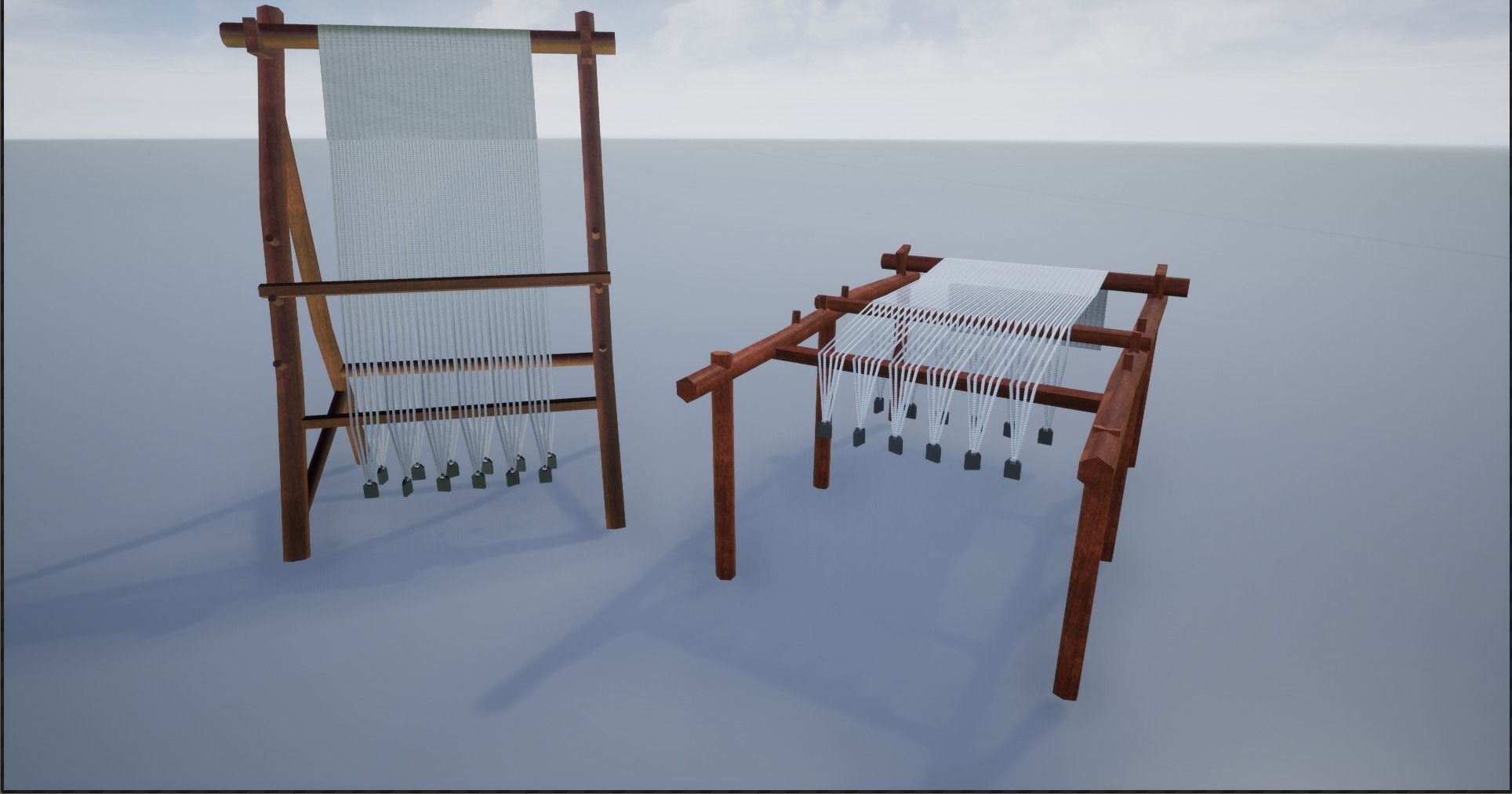 Medieval Wooden Looms Low-poly 3D model_3