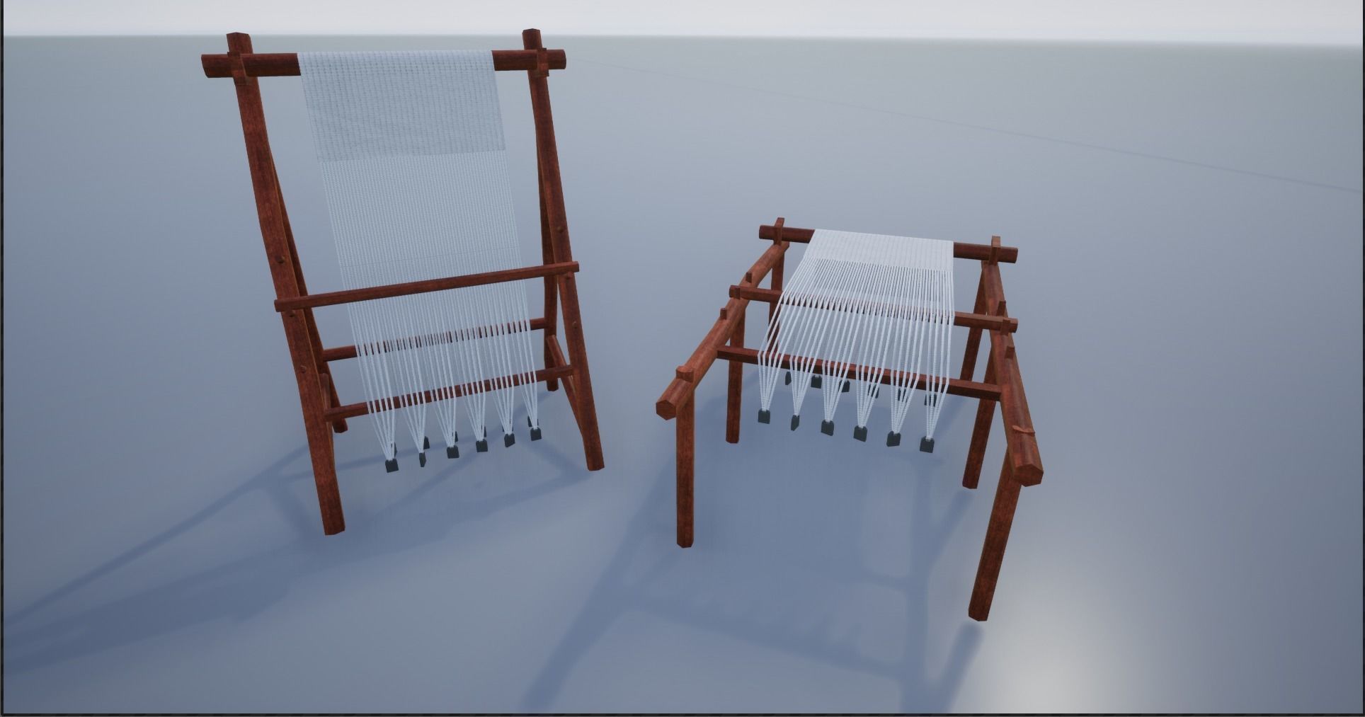 Medieval Wooden Looms Low-poly 3D model_1