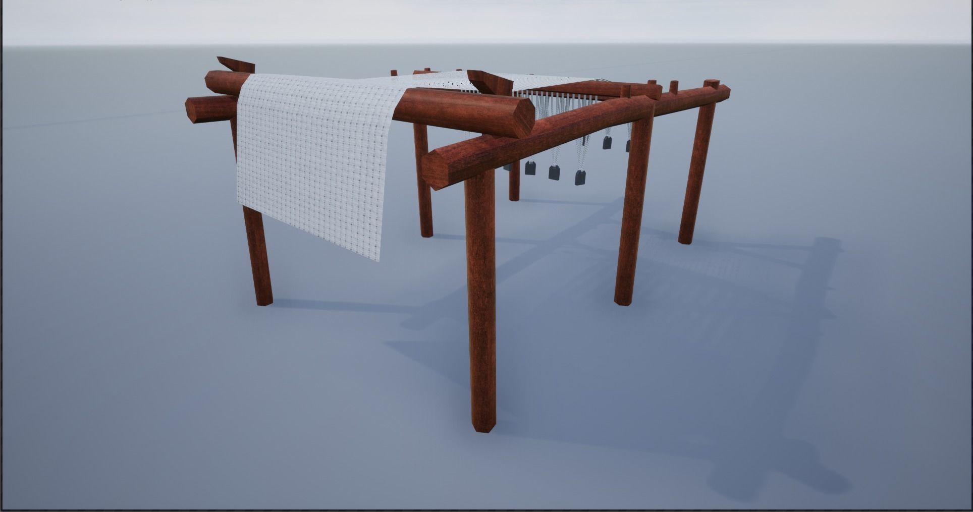 Medieval Wooden Looms Low-poly 3D model_10