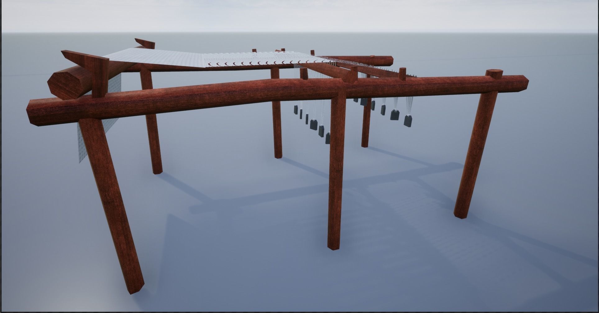 Medieval Wooden Looms Low-poly 3D model_9