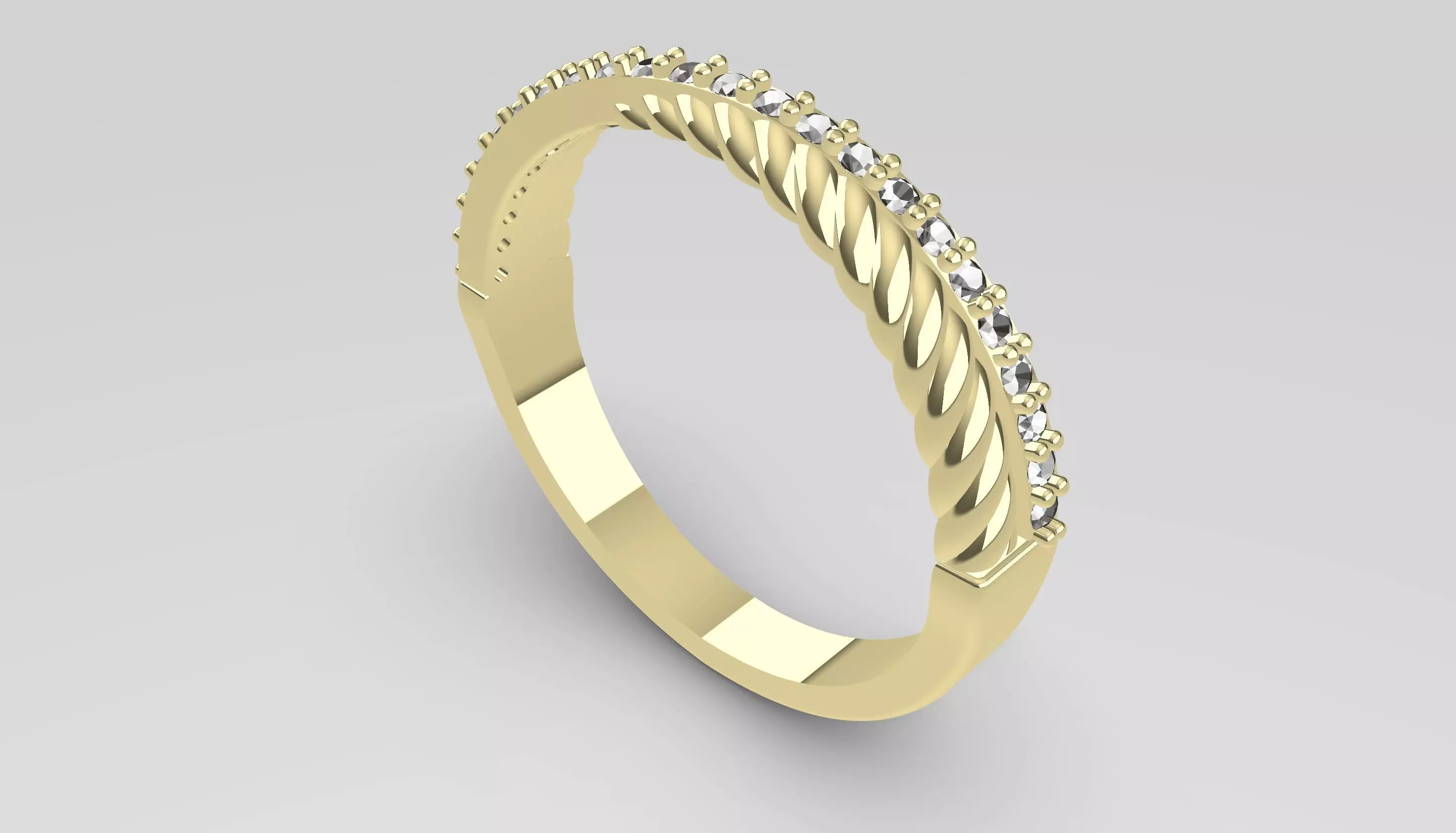 Elegant Thin Stone Ring 3D print model_0