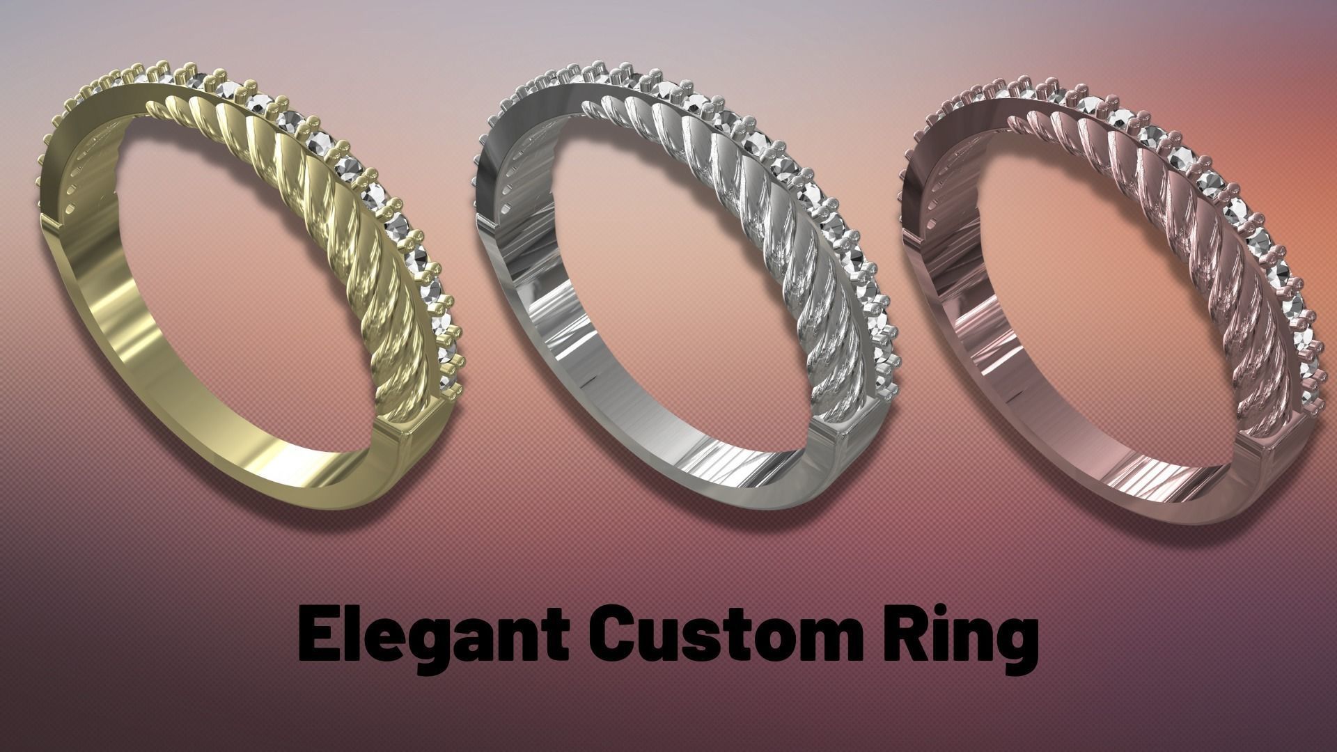 Elegant Thin Stone Ring 3D print model_10