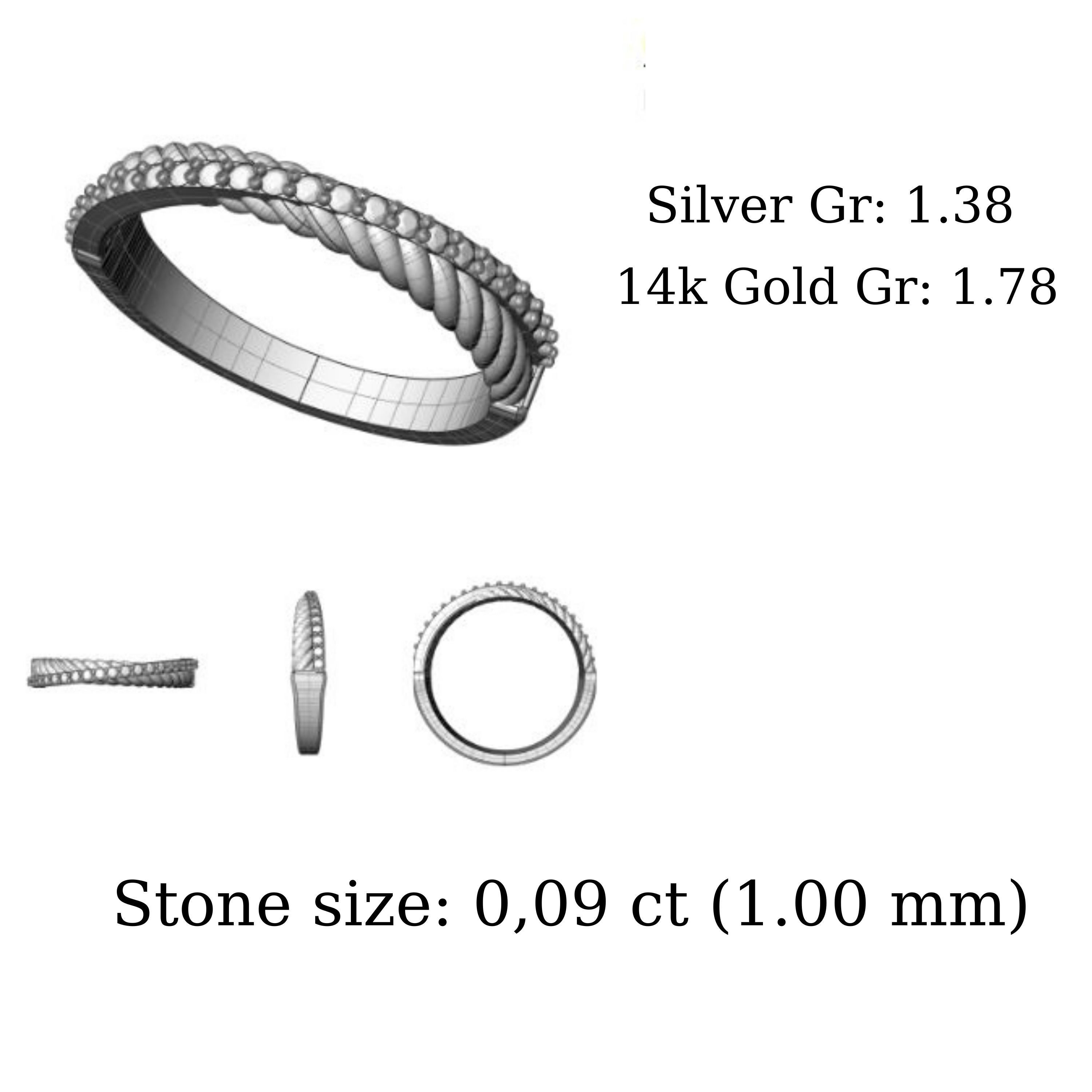 Elegant Thin Stone Ring 3D print model_11