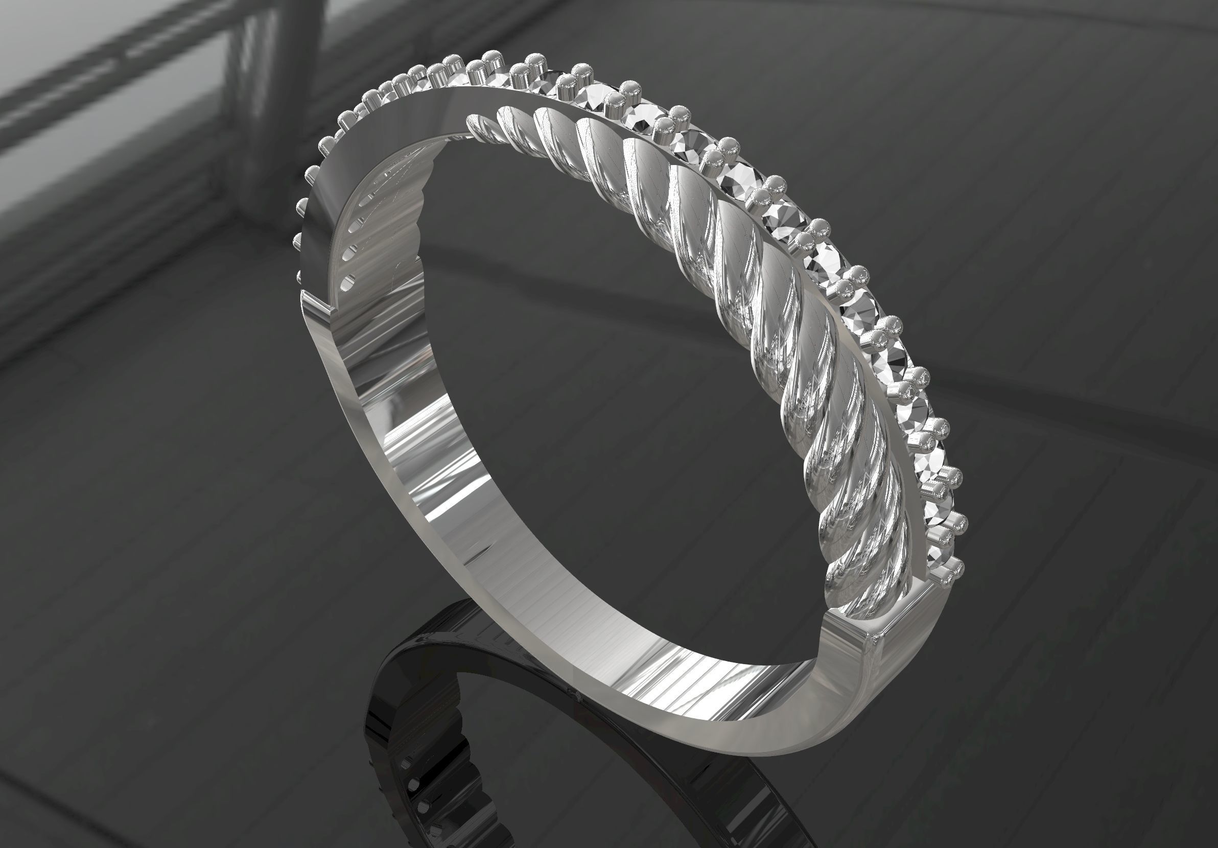 Elegant Thin Stone Ring 3D print model_8