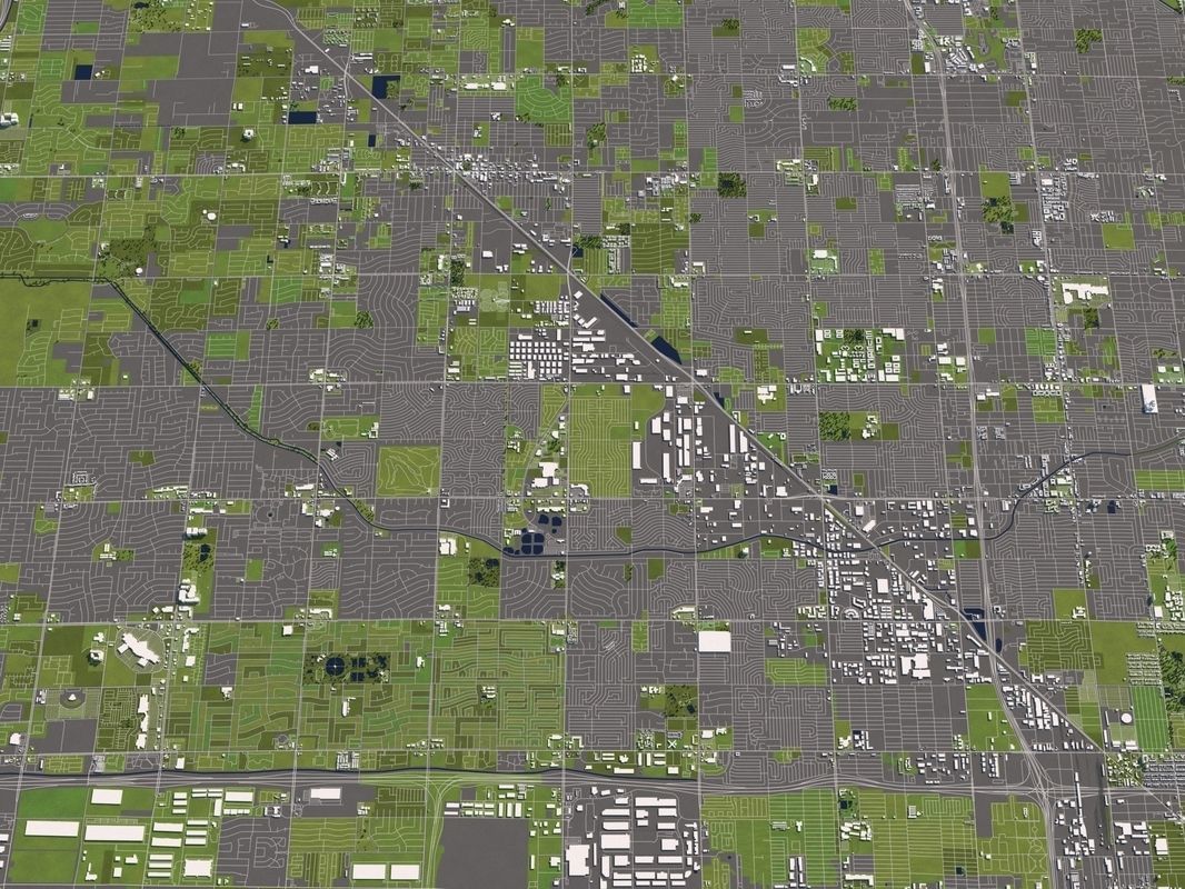 Phoenix 50x50km 3D City Map 3D model_4