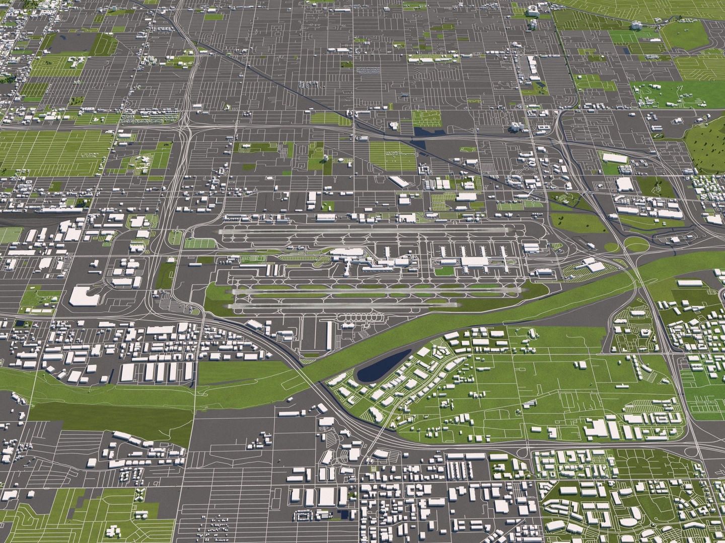 Phoenix 50x50km 3D City Map 3D model_5