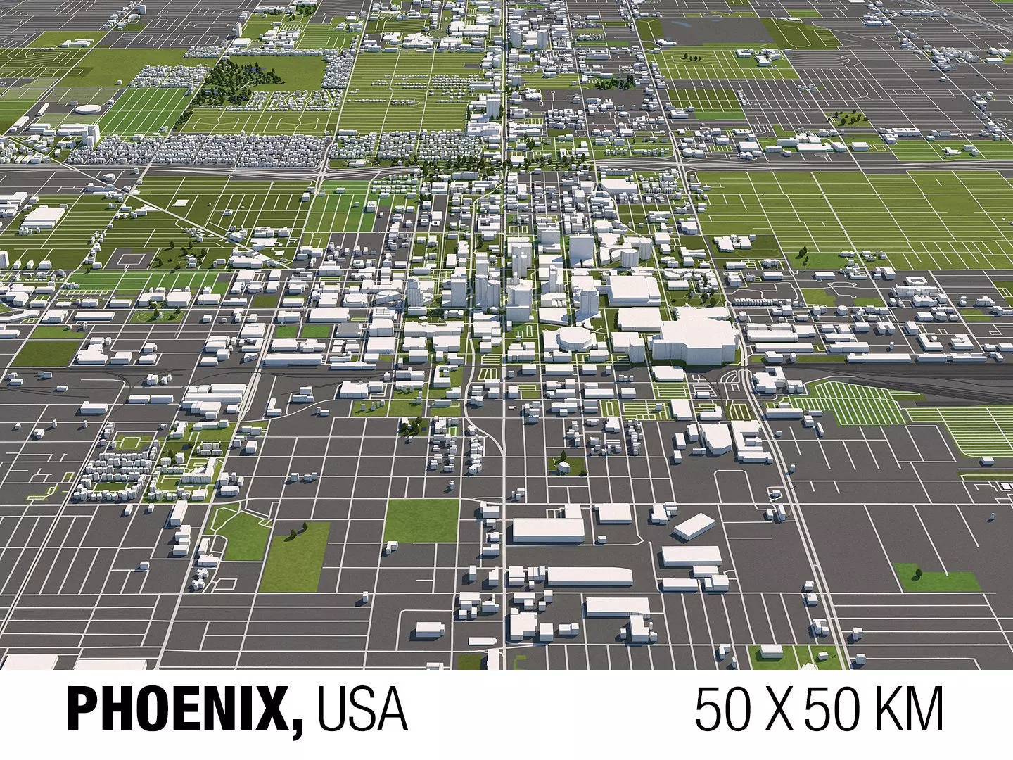 Phoenix 50x50km 3D City Map 3D model_0