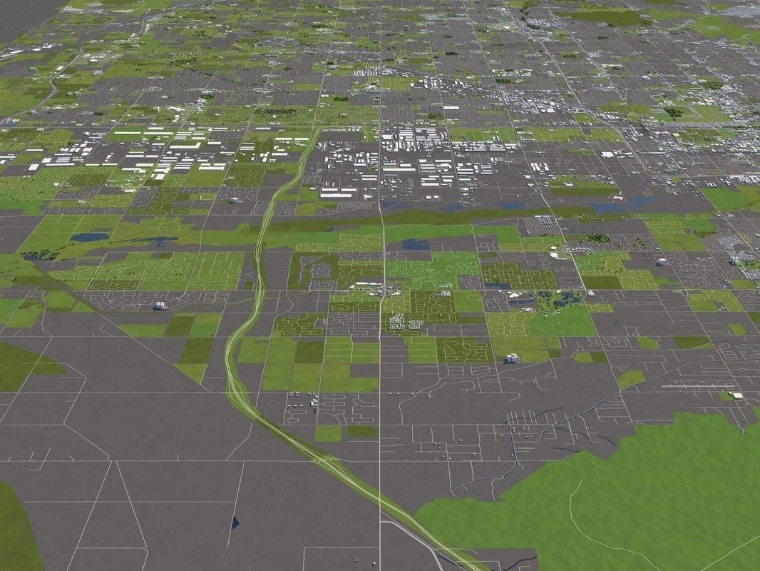 Phoenix 50x50km 3D City Map 3D model_10