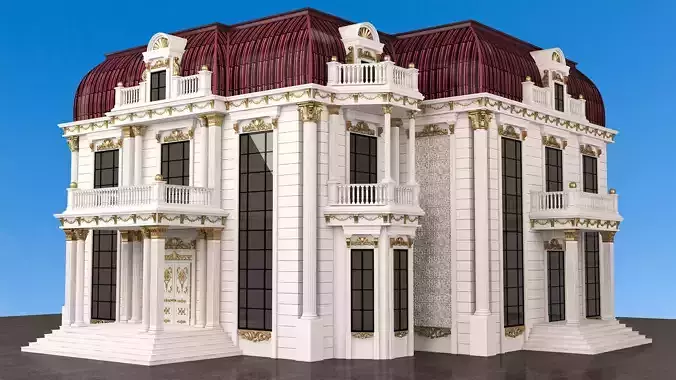 Classic Mansion Villa 01 White and Gold