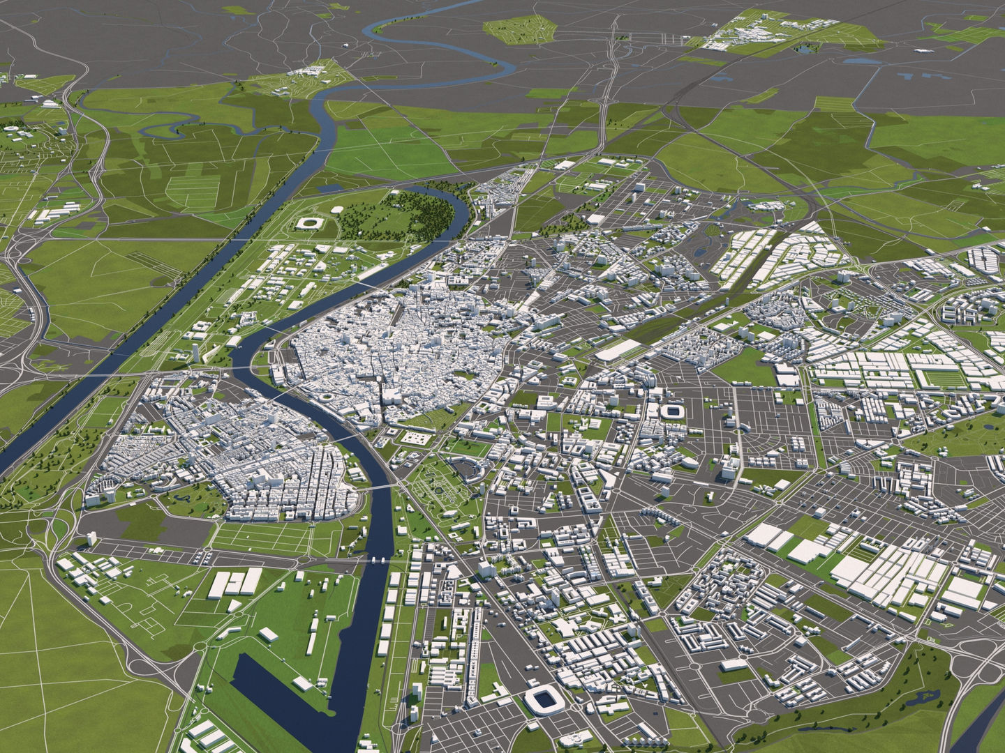 Seville 50x50km 3D City Map 3D model_2