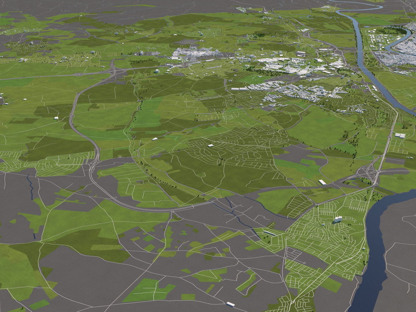 Seville 50x50km 3D City Map 3D model_9