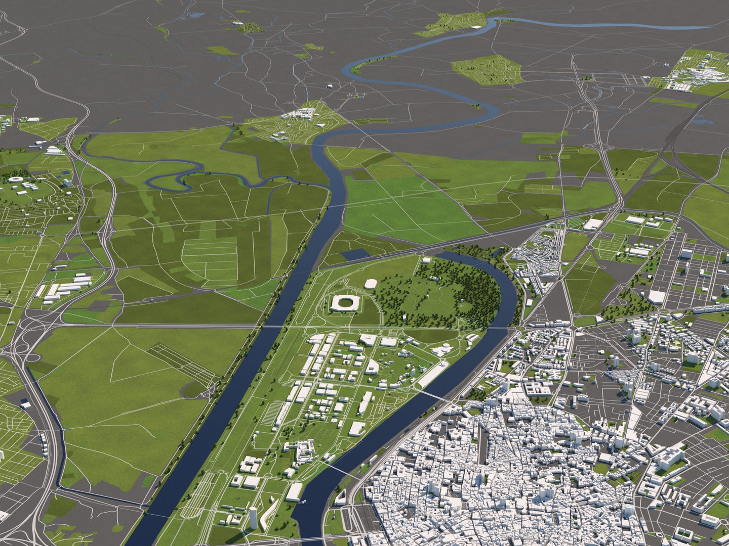 Seville 50x50km 3D City Map 3D model_8