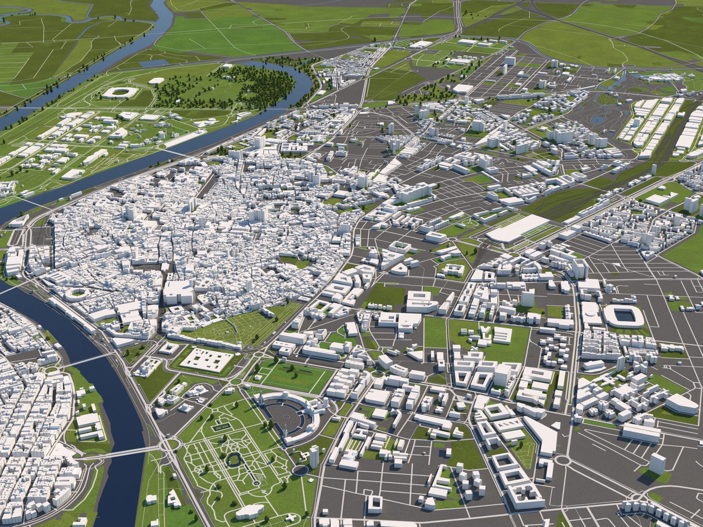 Seville 50x50km 3D City Map 3D model_1